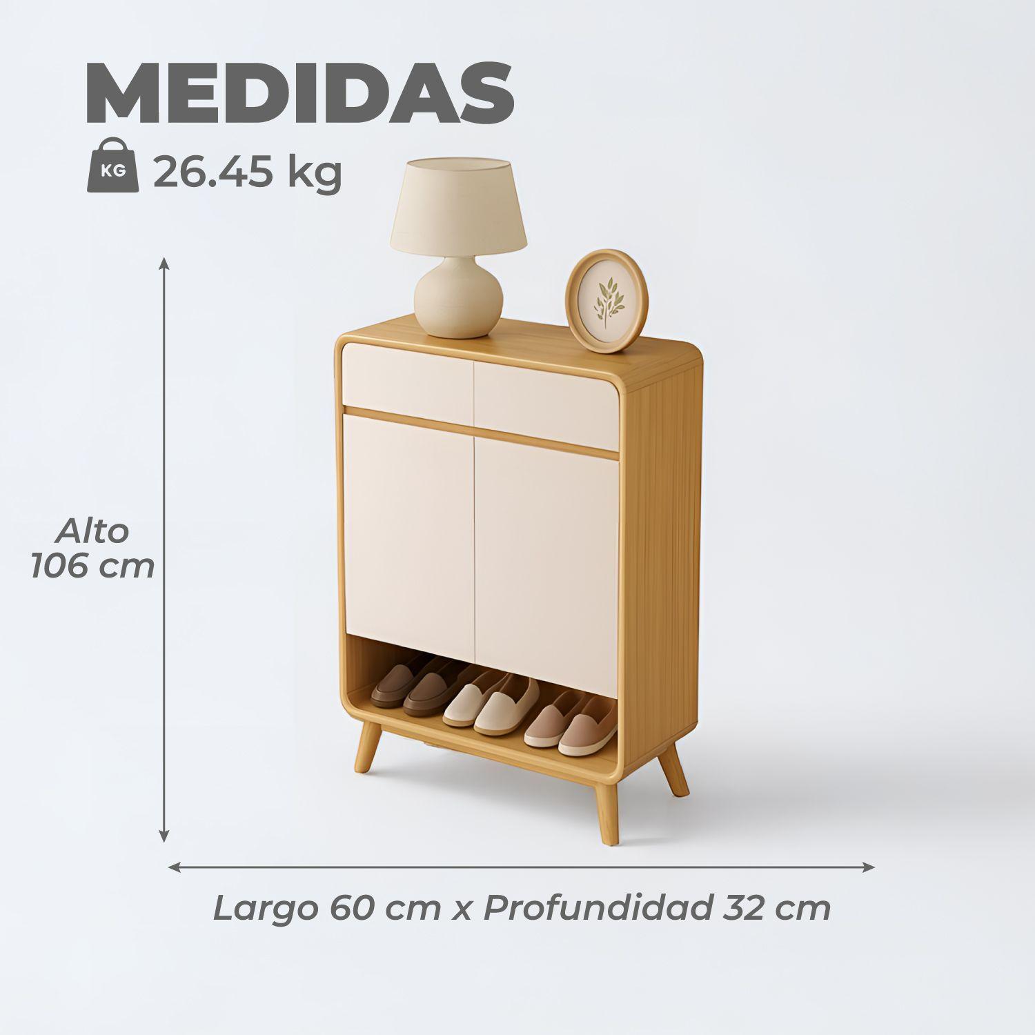 Zapatero Round Toe 2 Puertas Con Cajones Maple 60cm-2