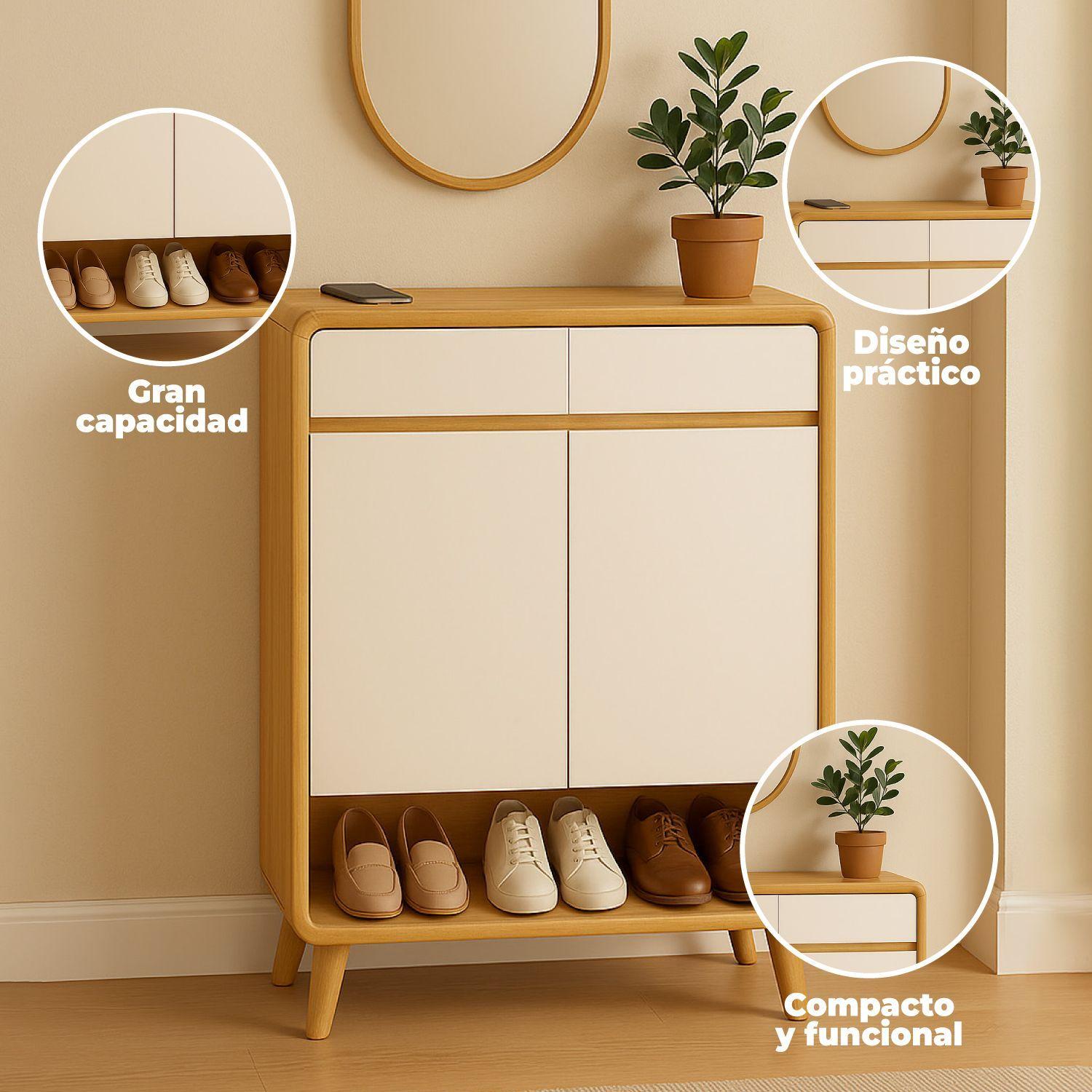 Zapatero Round Toe 2 Puertas Con Cajones Maple 60cm-3