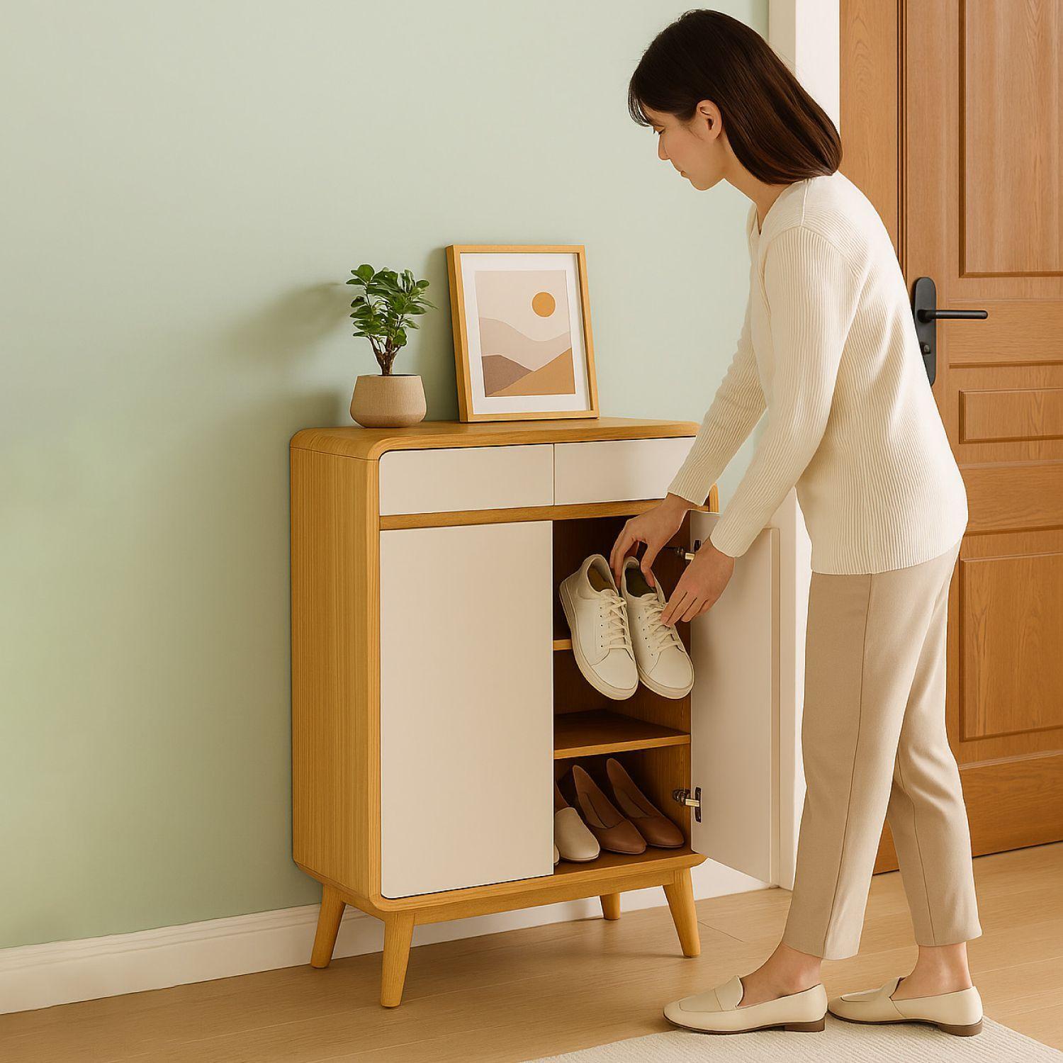 Zapatero Round Toe 2 Puertas Con Cajones Maple 60cm-4