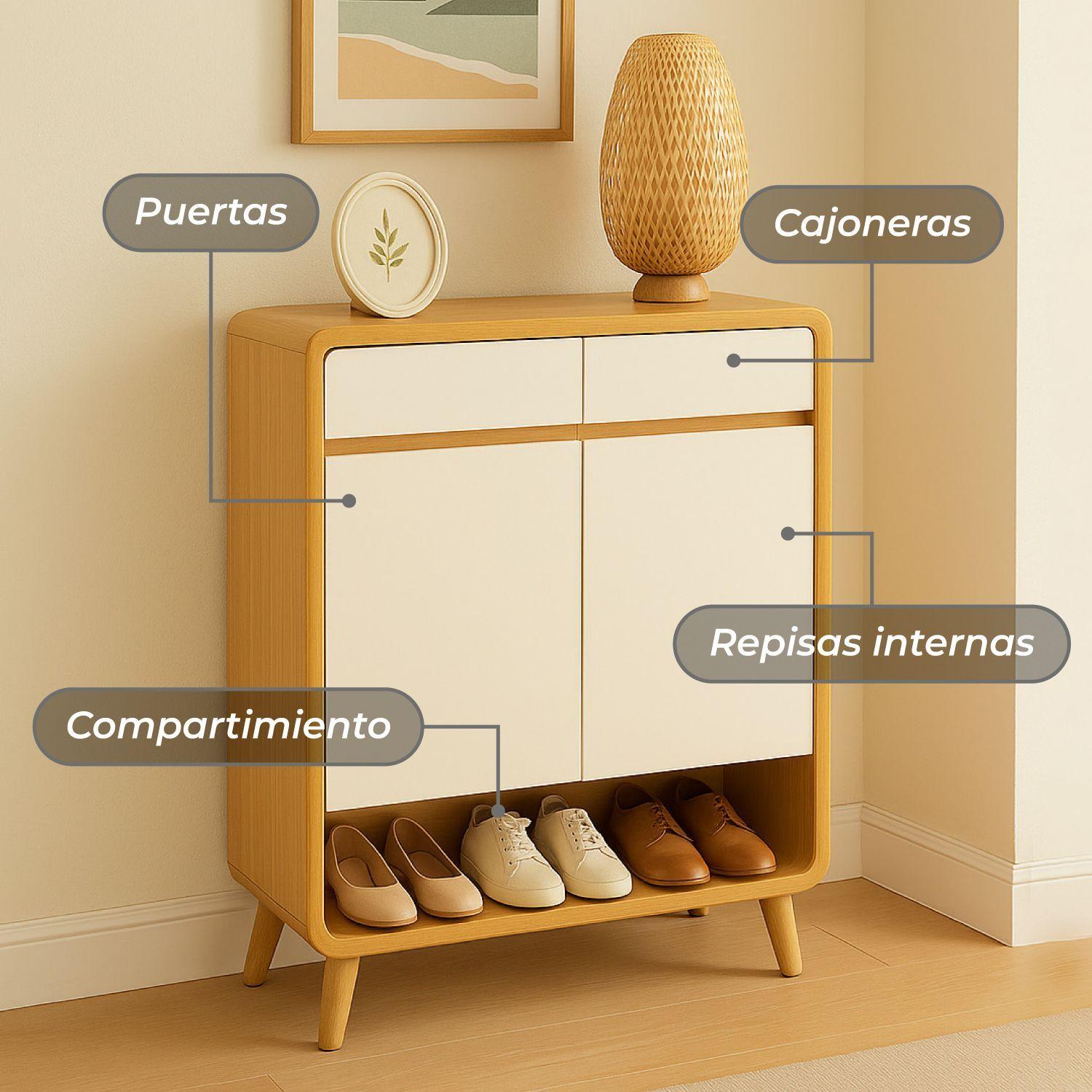 Zapatero Round Toe 2 Puertas Con Cajones Maple 60cm-5