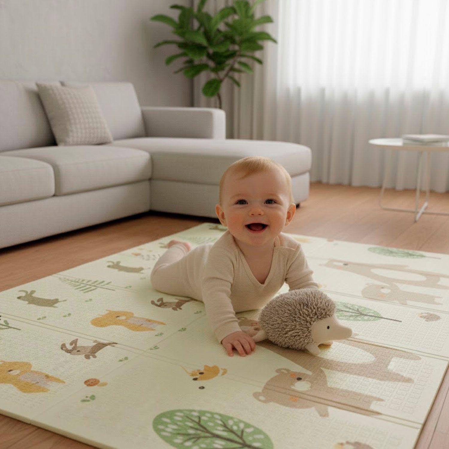 Alfombra Antigolpe Bebe Plegable Reversible Osito + Bolso -4