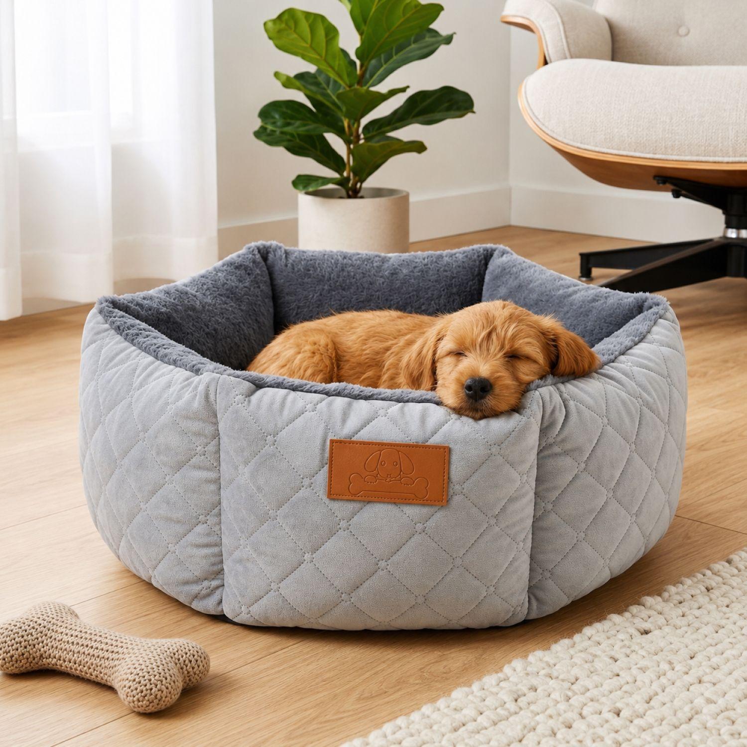 Cama Mascotas 35cm Jacquard Premium Acolchada Perro Gato-1