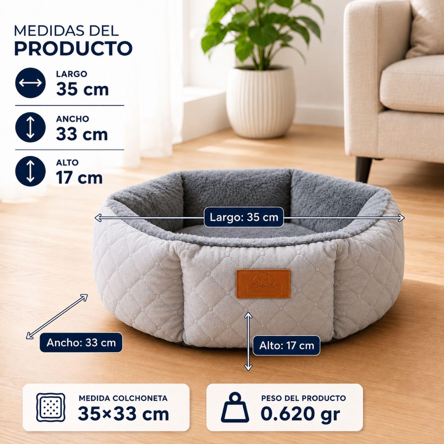 Cama Mascotas 35cm Jacquard Premium Acolchada Perro Gato-2