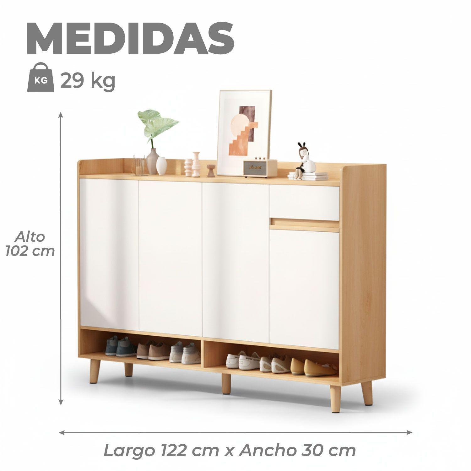 Zapatero Bicolor Elegance 4 Puertas Organizador Estante 122 CM-2