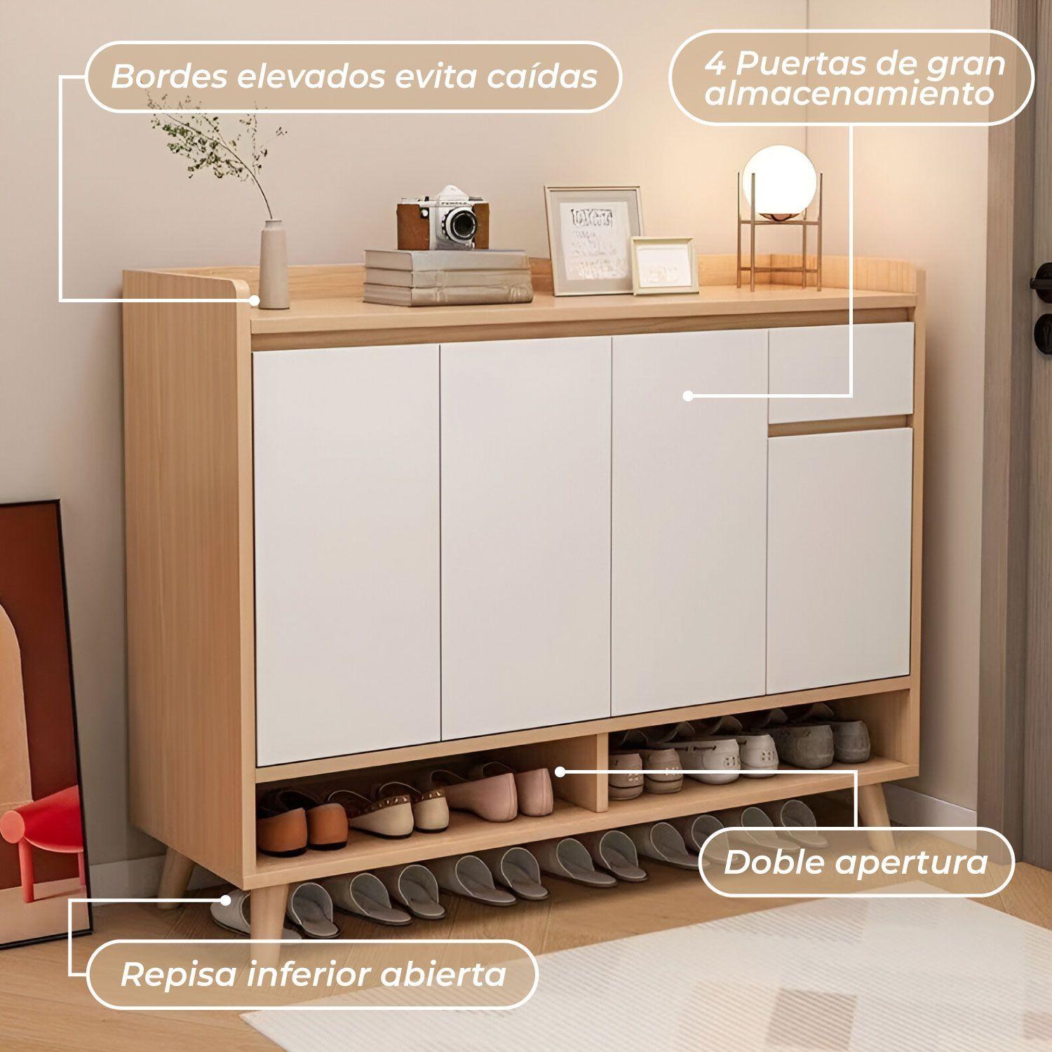 Zapatero Bicolor Elegance 4 Puertas Organizador Estante 122 CM-5