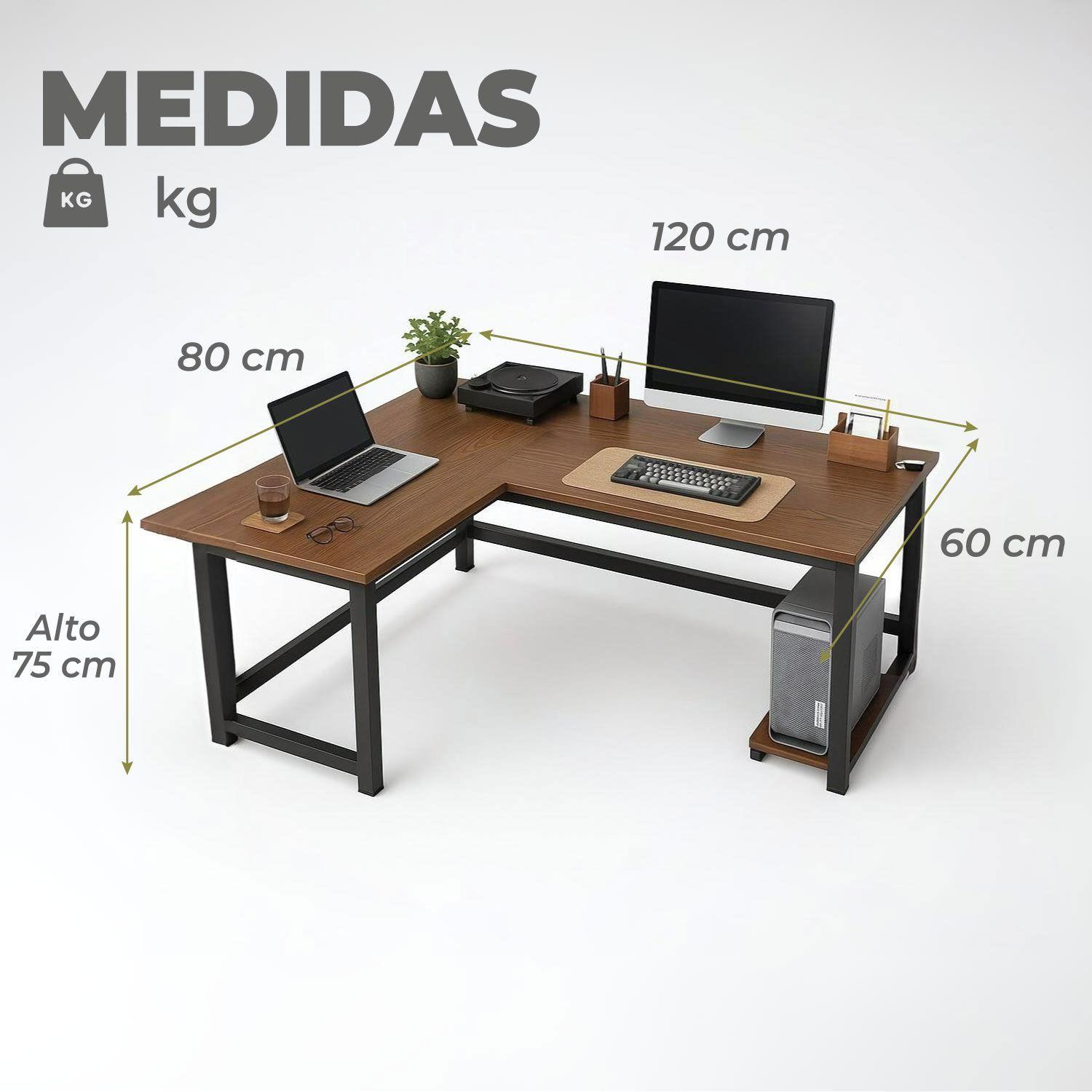 Escritorio Oficina Brown L Izquierdo 120x80 cm-2