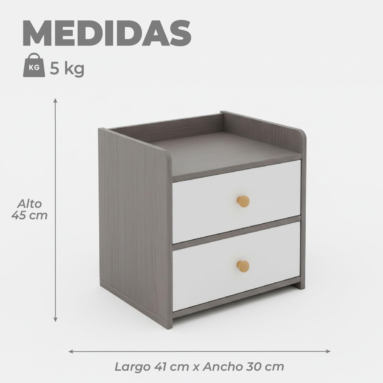 Velador Grey  2 Cajones 41x34x26 Cm-2