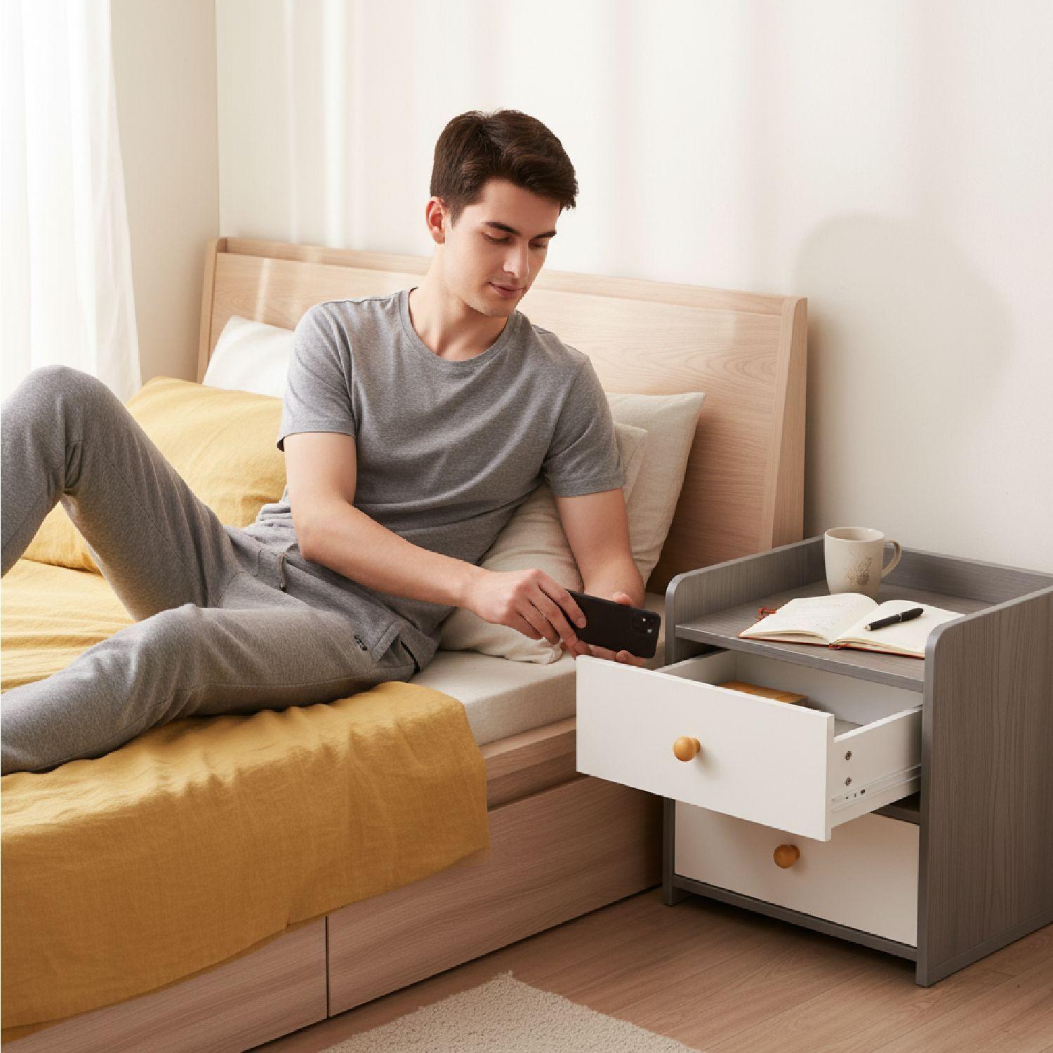 Velador Grey  2 Cajones 41x34x26 Cm-4