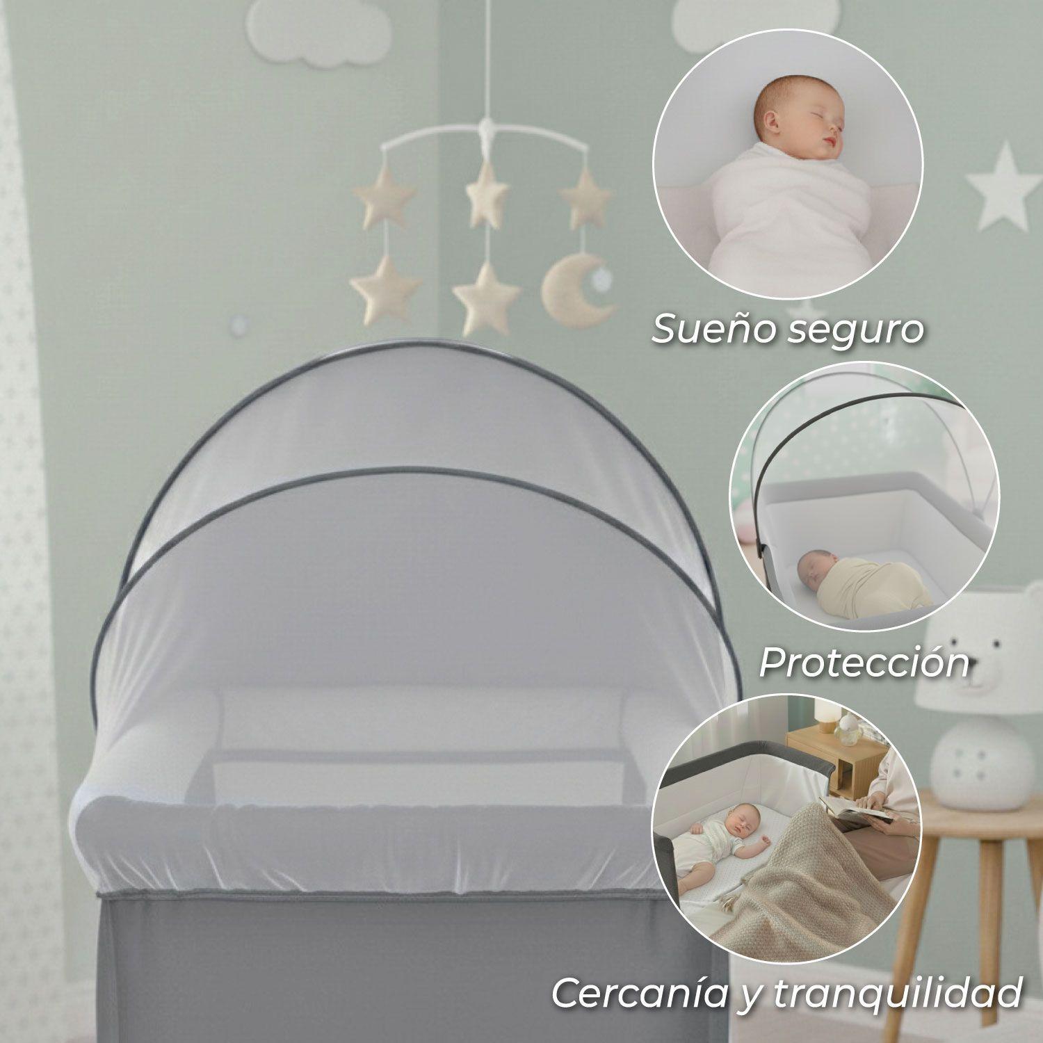 Cuna Colecho Moises Bebe Mecedora Con Mosquitero Gris-3