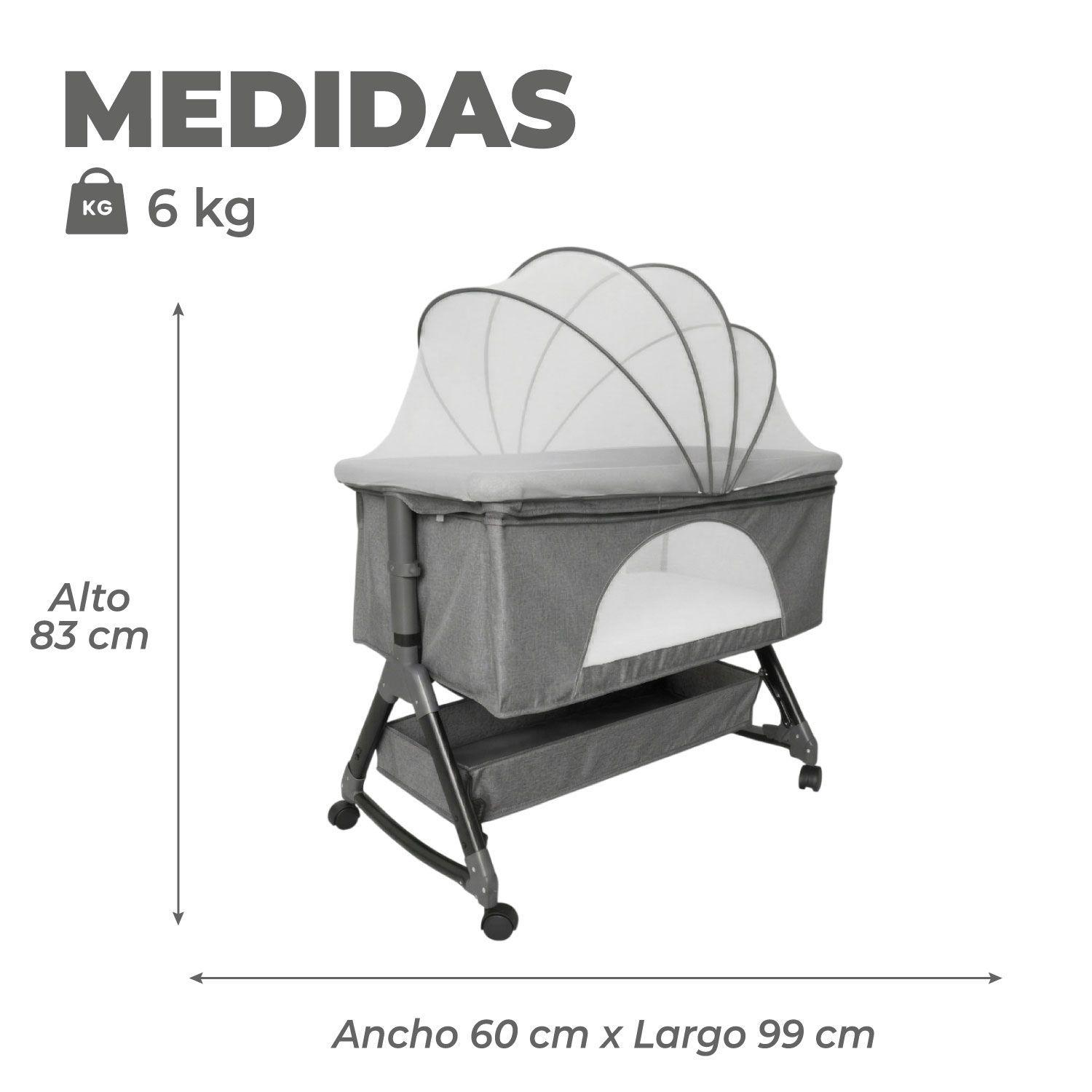 Cuna Colecho Moises Bebe Mecedora Con Mosquitero Gris-2