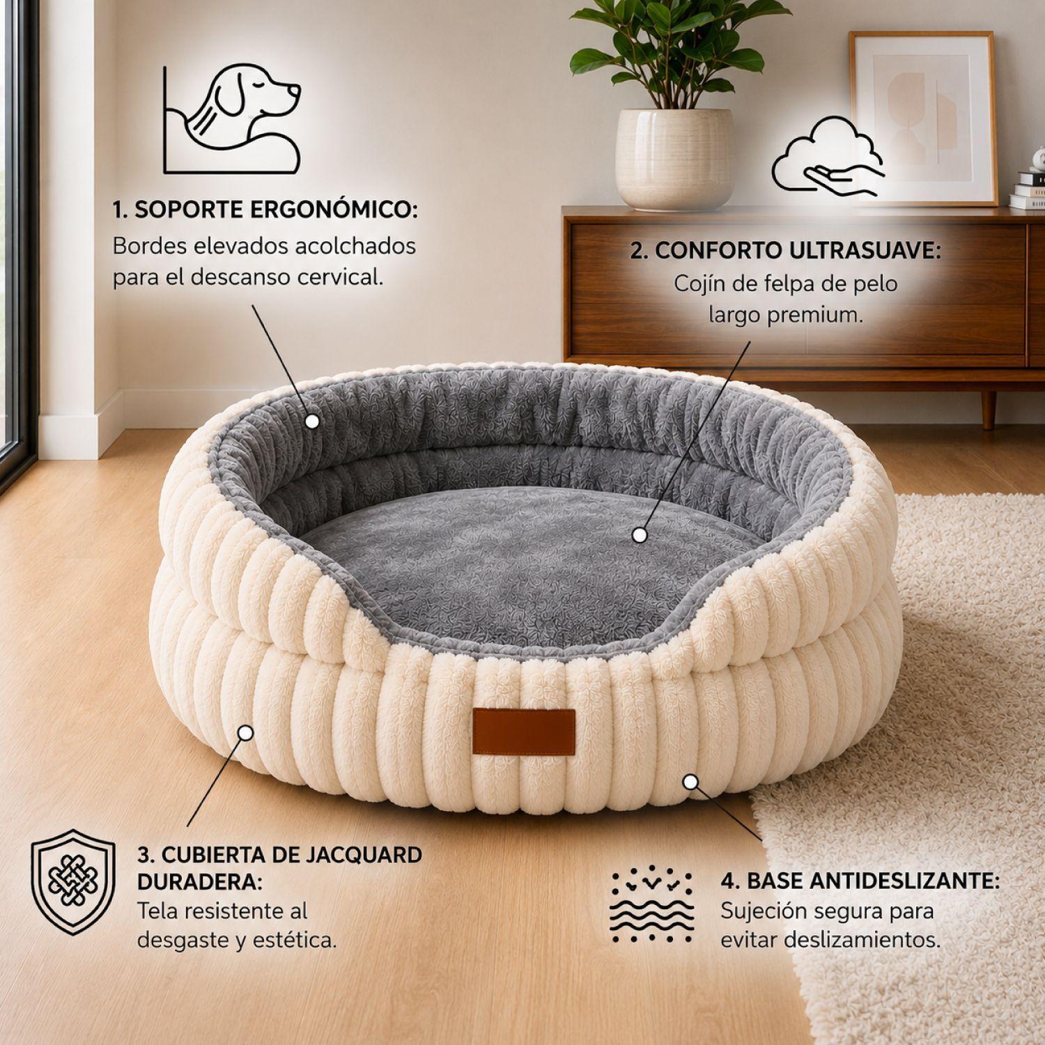 Cama Antiestres Ergonomica Antideslizante Mascotas 78 cm-3