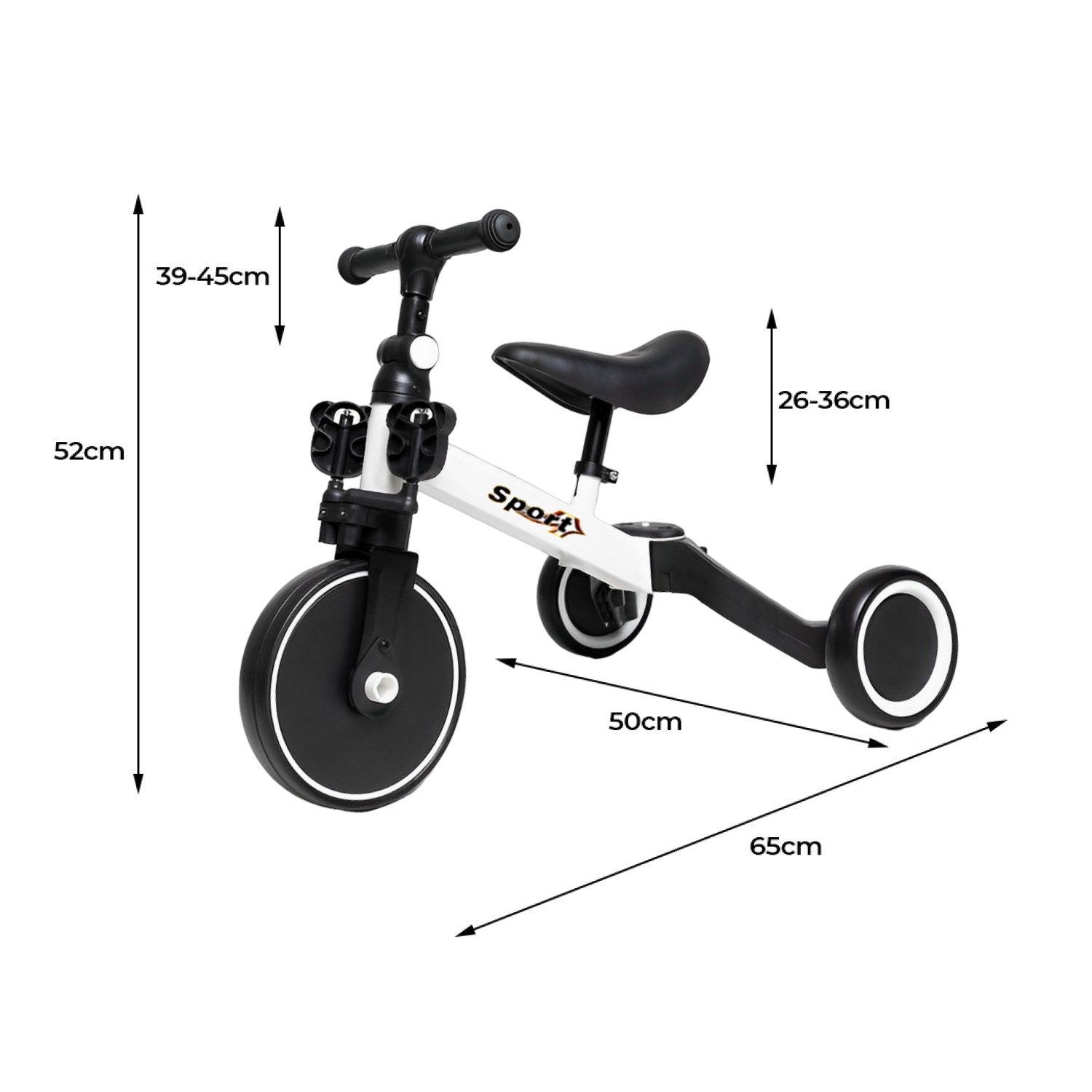 Triciclo Correpasillos Bicicleta de Aprendizaje Multiposiciones  3 En 1 Blanco-4
