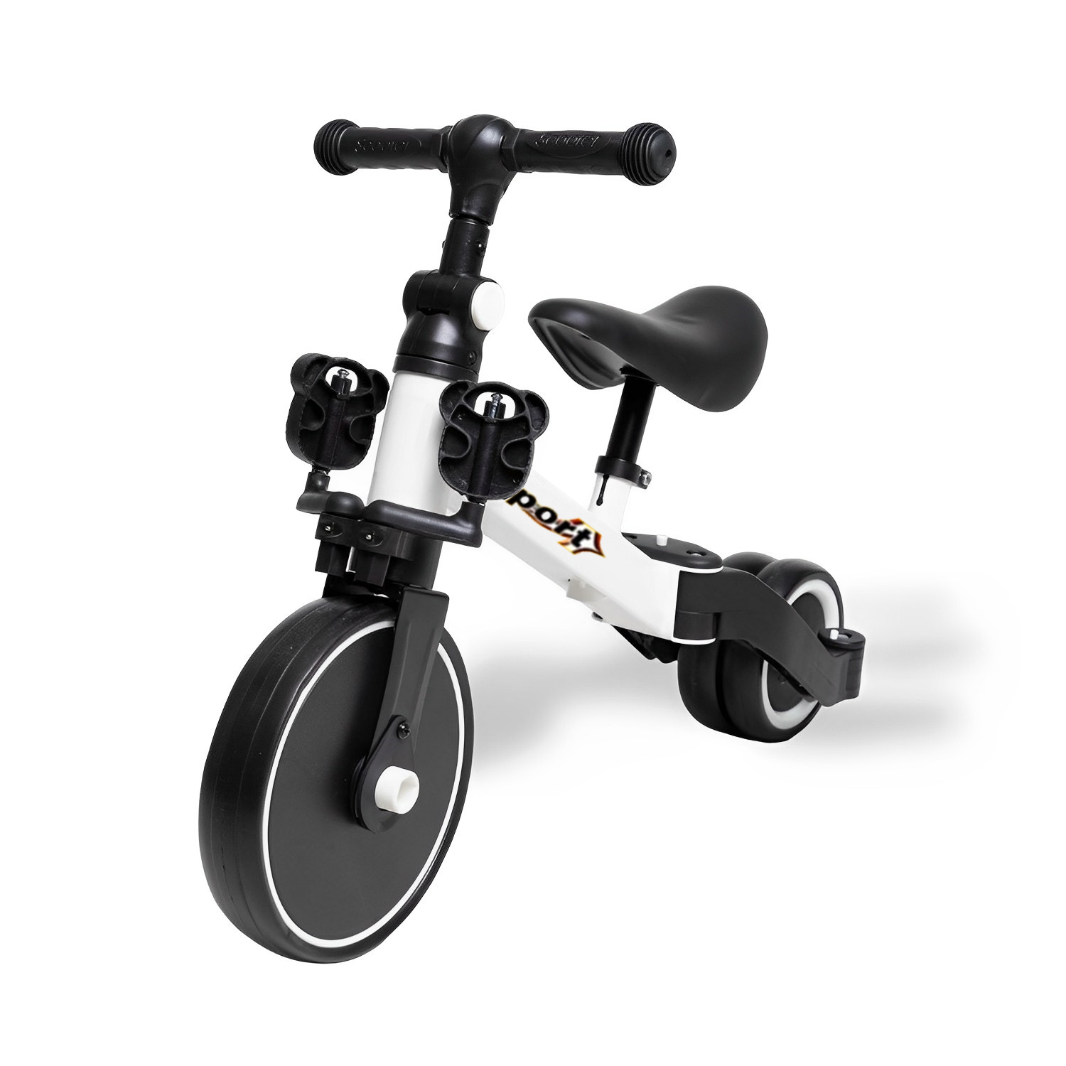 Triciclo Correpasillos Bicicleta de Aprendizaje Multiposiciones  3 En 1 Blanco-6