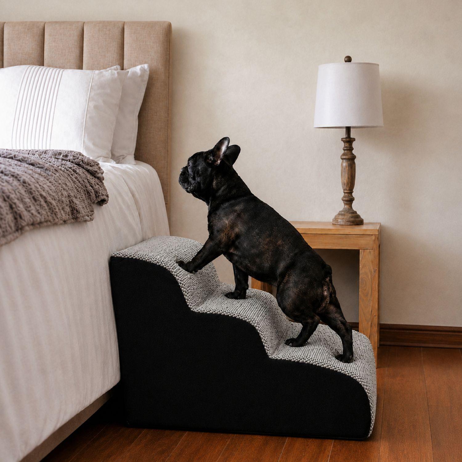 Escalera Rampa Mascotas 40cm 3 Escalones Suave Funda Lavable-1