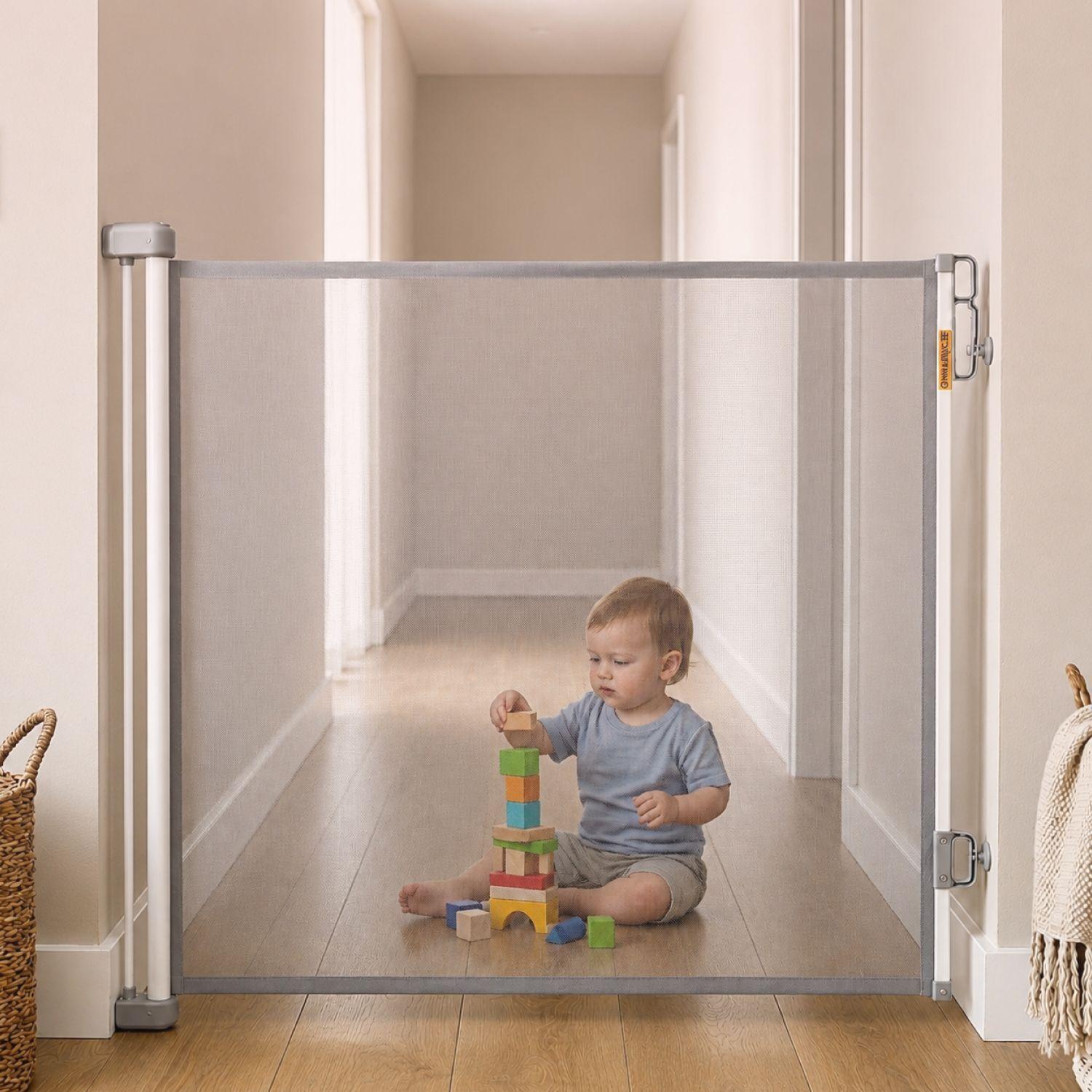 Puerta Seguridad Retractil Malla Bebes Mascotas 150x86cm-1