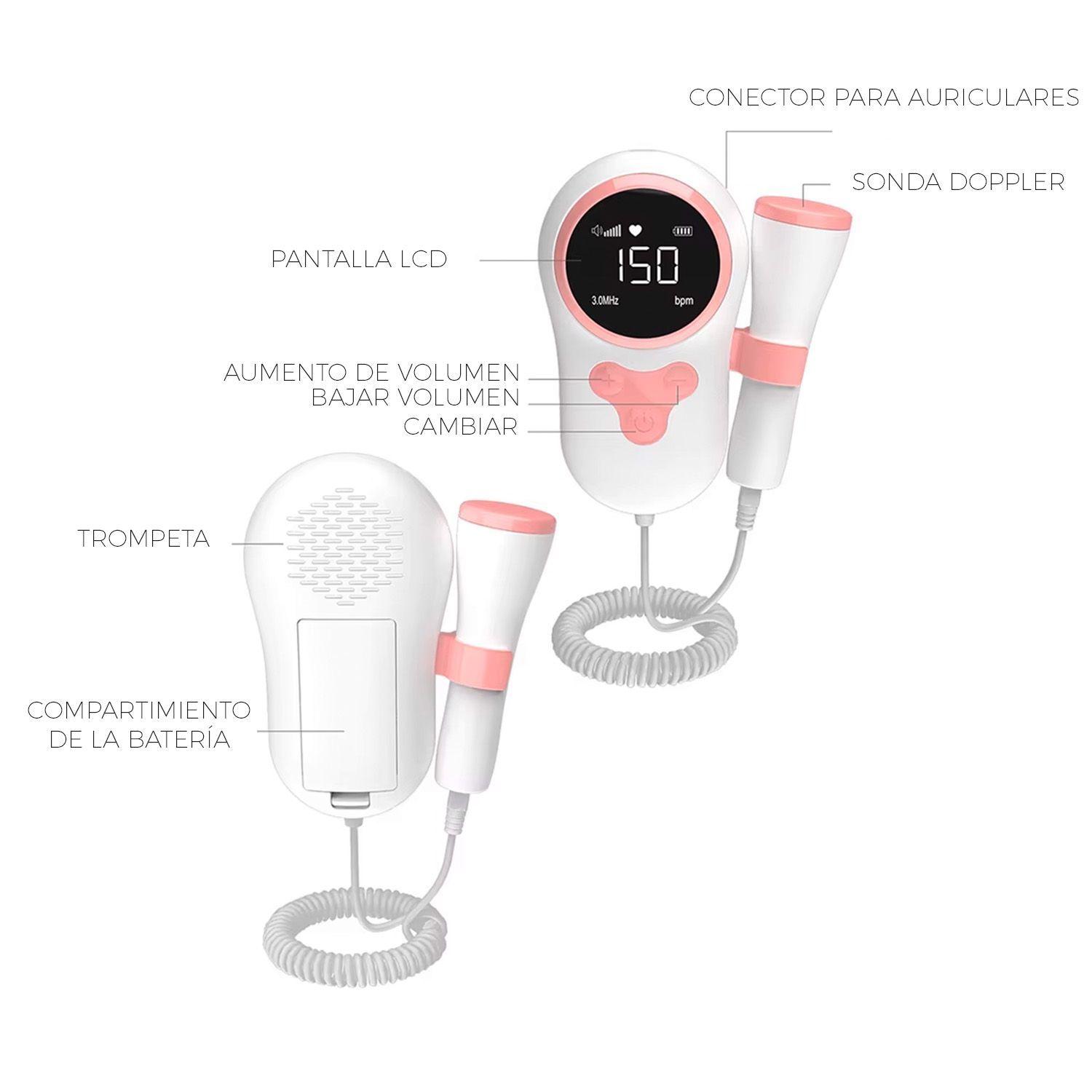 Monitor Fetal Doppler Pro Latidos Corazon Bebe Boton Goma-2