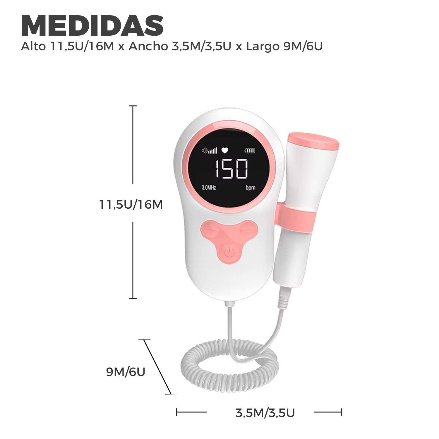 Monitor Fetal Doppler Pro Latidos Corazon Bebe Boton Goma-4