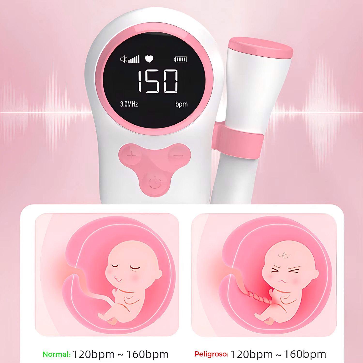Monitor Fetal Doppler Pro Latidos Corazon Bebe Boton Goma-7