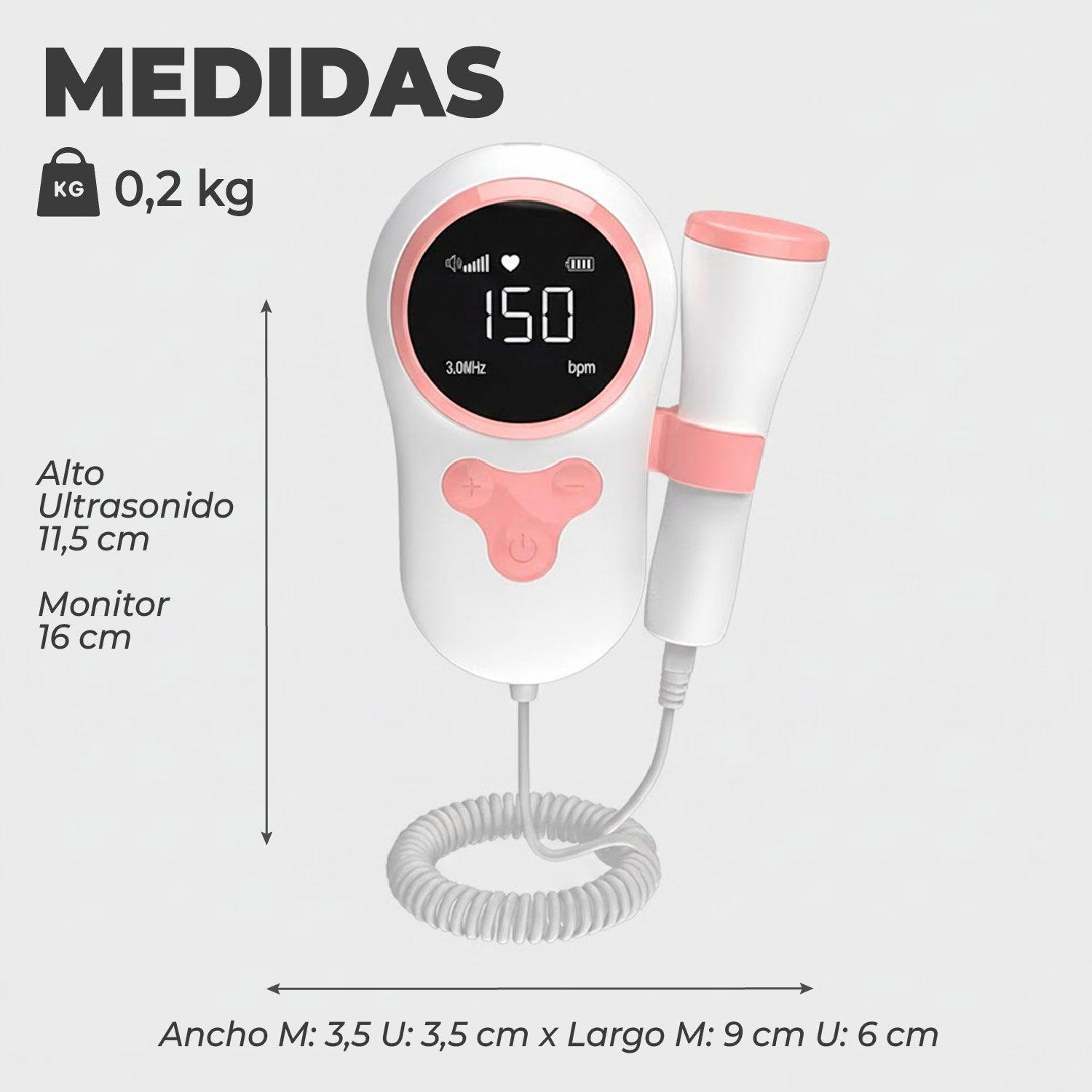 Monitor Fetal Doppler Pro Latidos Corazon Bebe Boton Goma-2