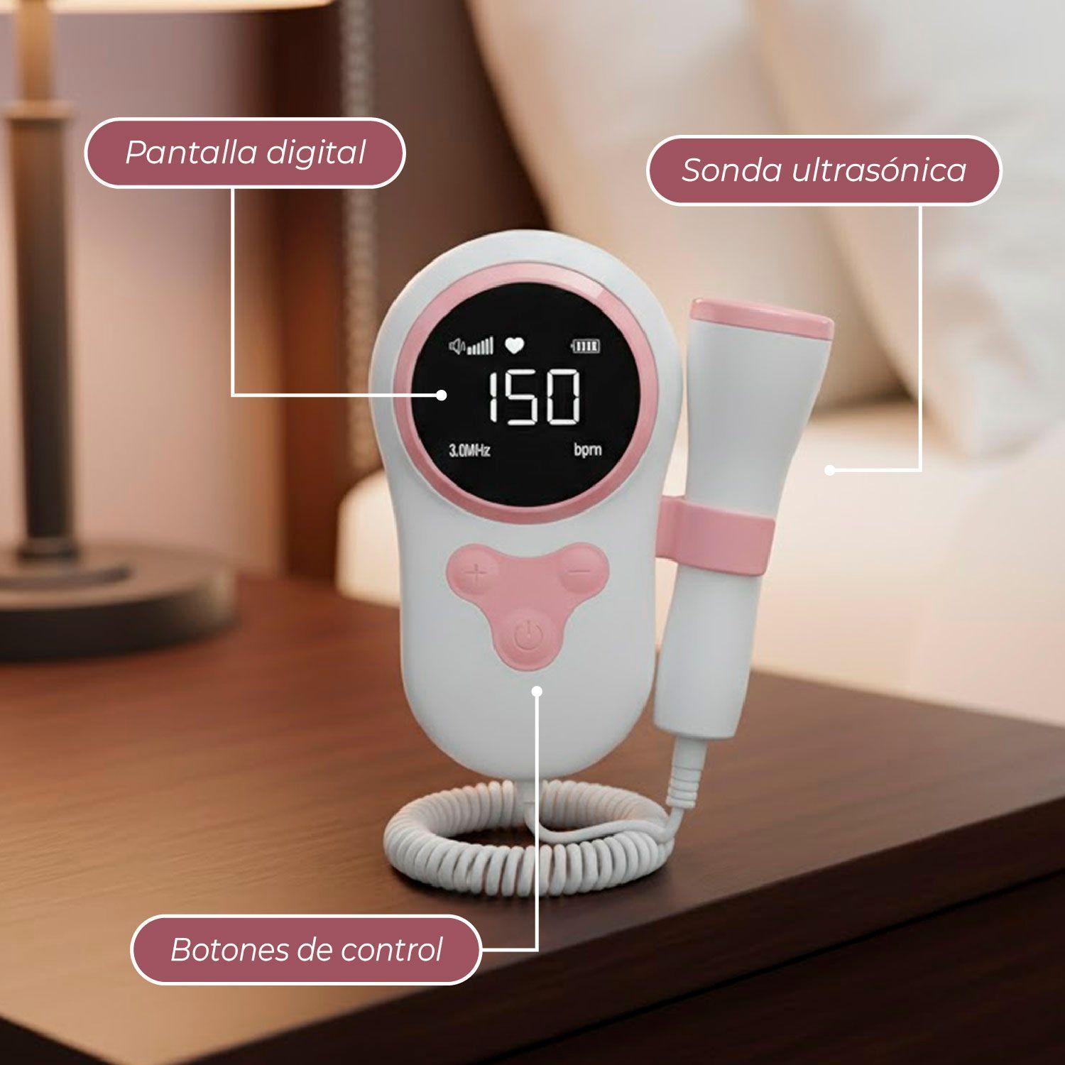 Monitor Fetal Doppler Pro Latidos Corazon Bebe Boton Goma-5