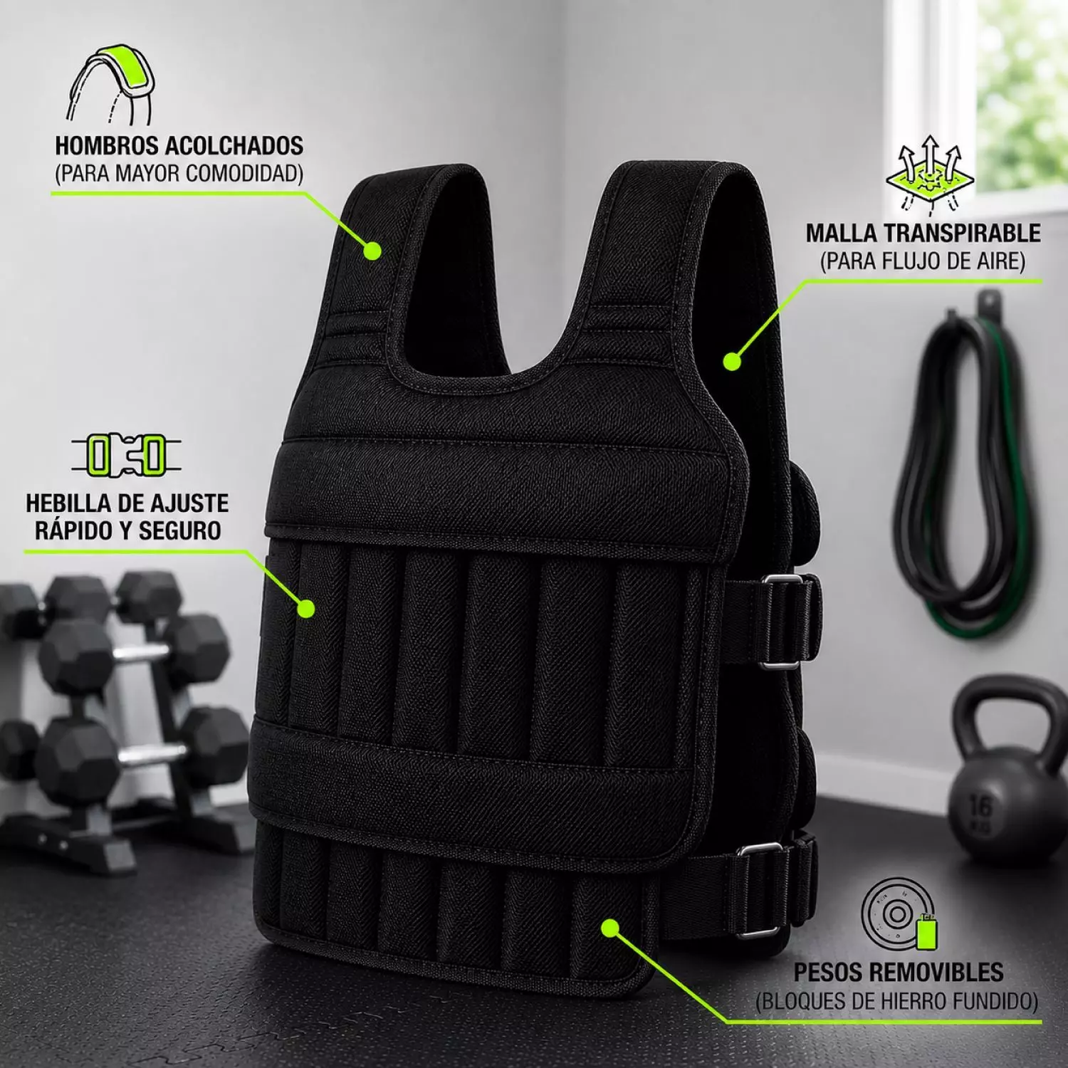 Chaleco Con Peso 10 Kg Lastrado Ajustable Entrenamiento-3