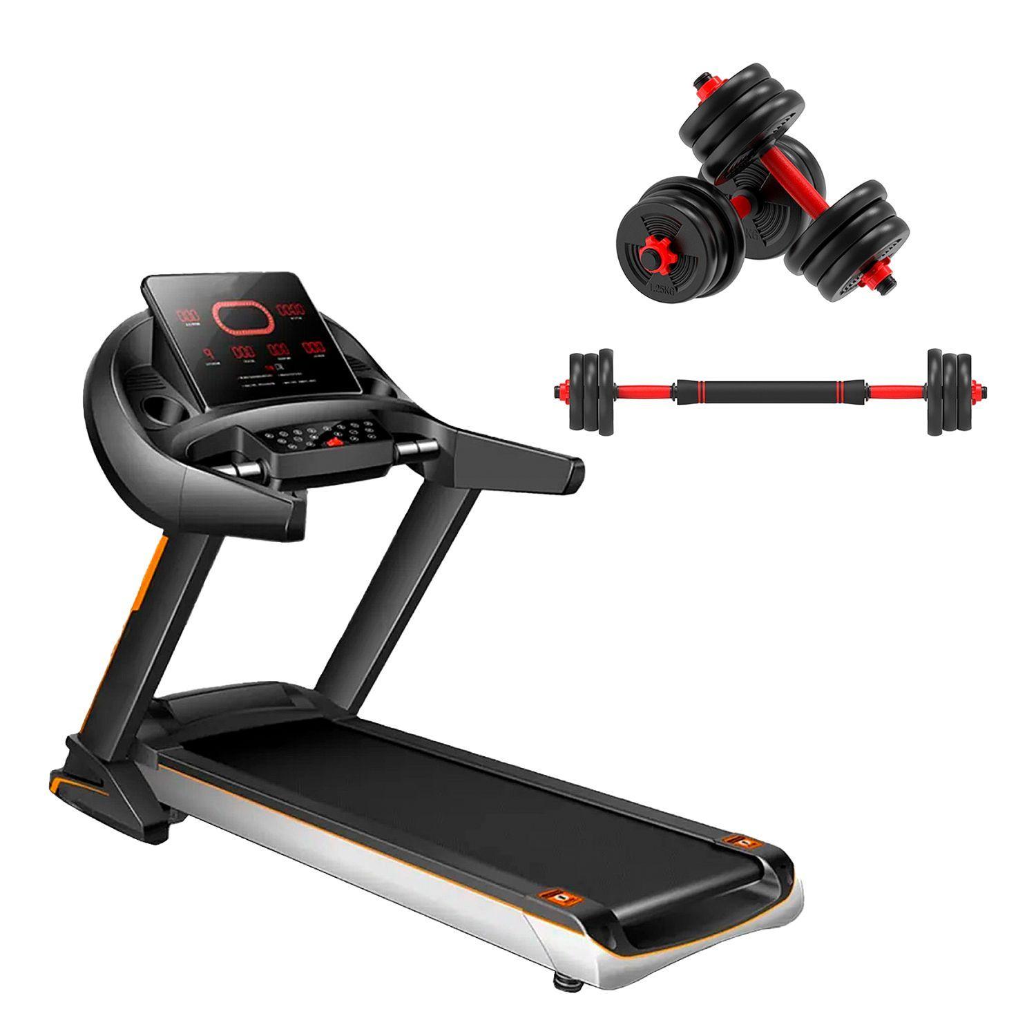Trotadora electrica con inclinacion Alta Gama + Mancuernas 10 KG -0