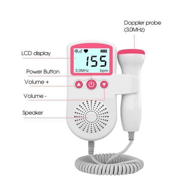 Monitor Fetal Doppler Ultrasonido Latidos Rosado-3
