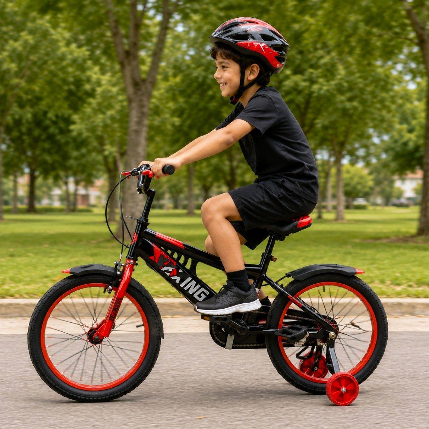 Bicicleta  BMX Aro 20" Negra/Roja con Rueditas de Apoyo-4