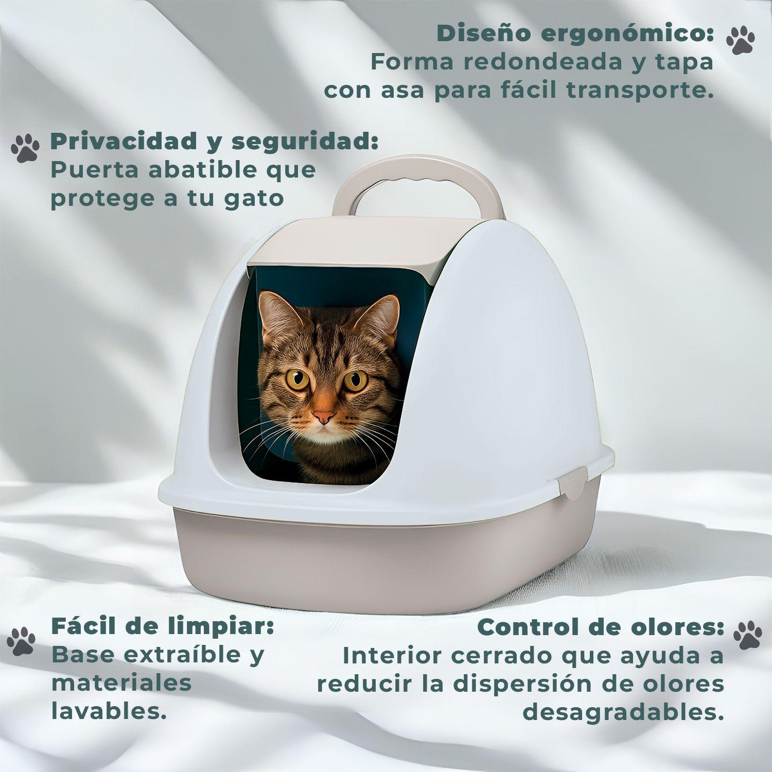 Arenero Cerrado Transportable Baño Gatos Con Puerta y Pala-4