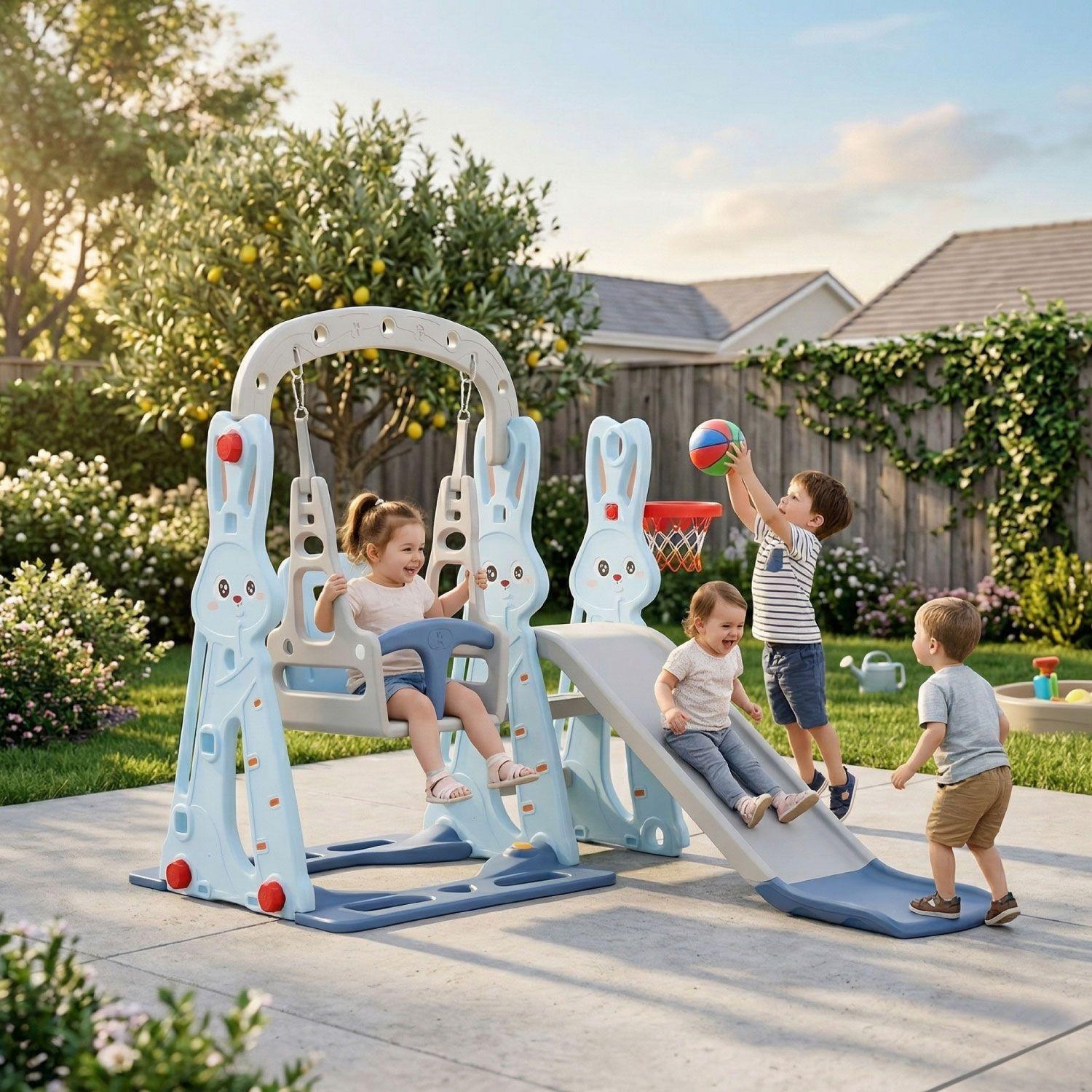 Resbalin Columpio 3 en 1 + Aro Basket, Centro de Juegos-4