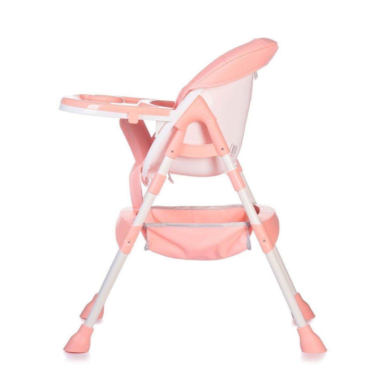 Silla De Comer Bebe Eco Cuero Ajustable Rosada-2