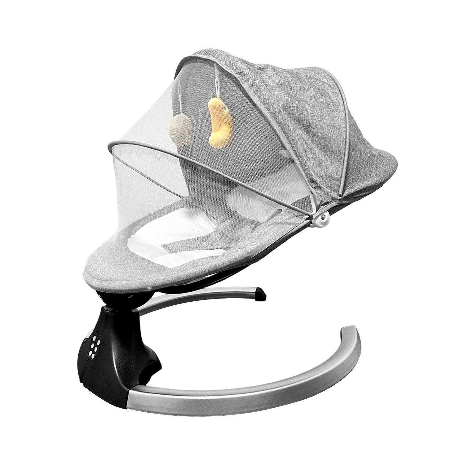 Silla Mecedora Bebe Inalámbrica Musical Bluetooth Gris-4