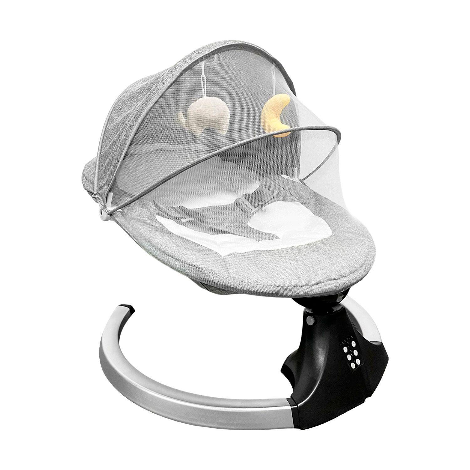 Silla Mecedora Bebe Inalámbrica Musical Bluetooth Gris-5