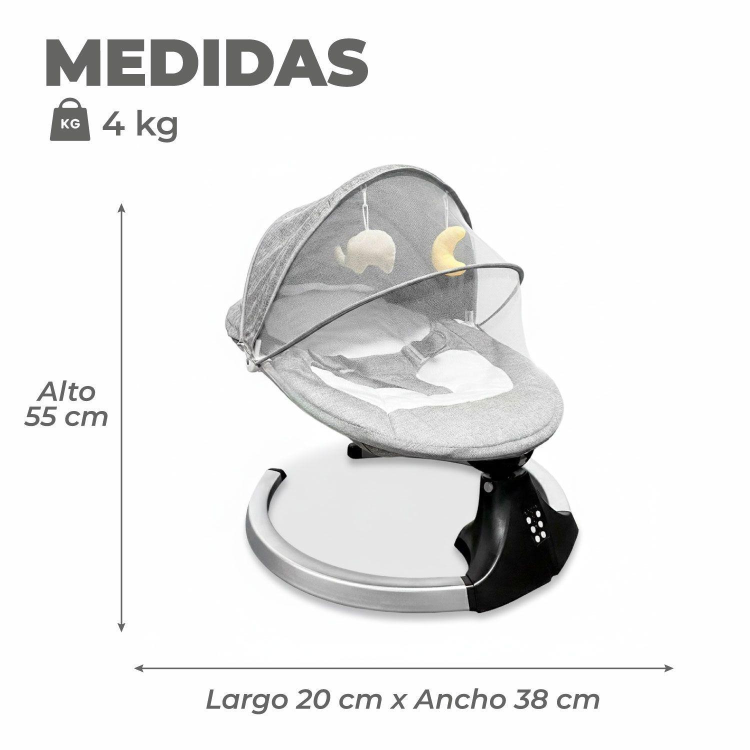 Silla Mecedora Bebe Inalámbrica Musical Bluetooth Gris-2