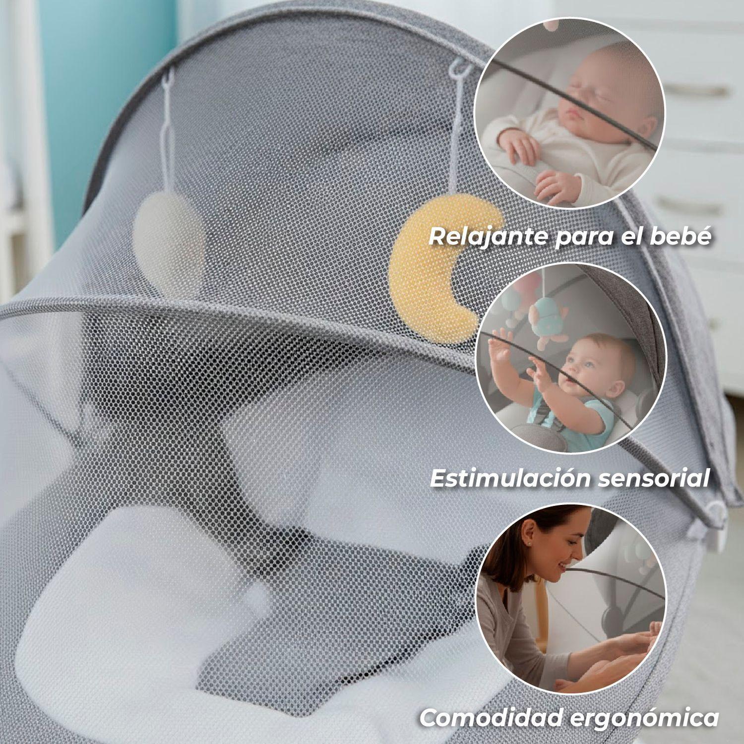 Silla Mecedora Bebe Inalámbrica Musical Bluetooth Gris-3