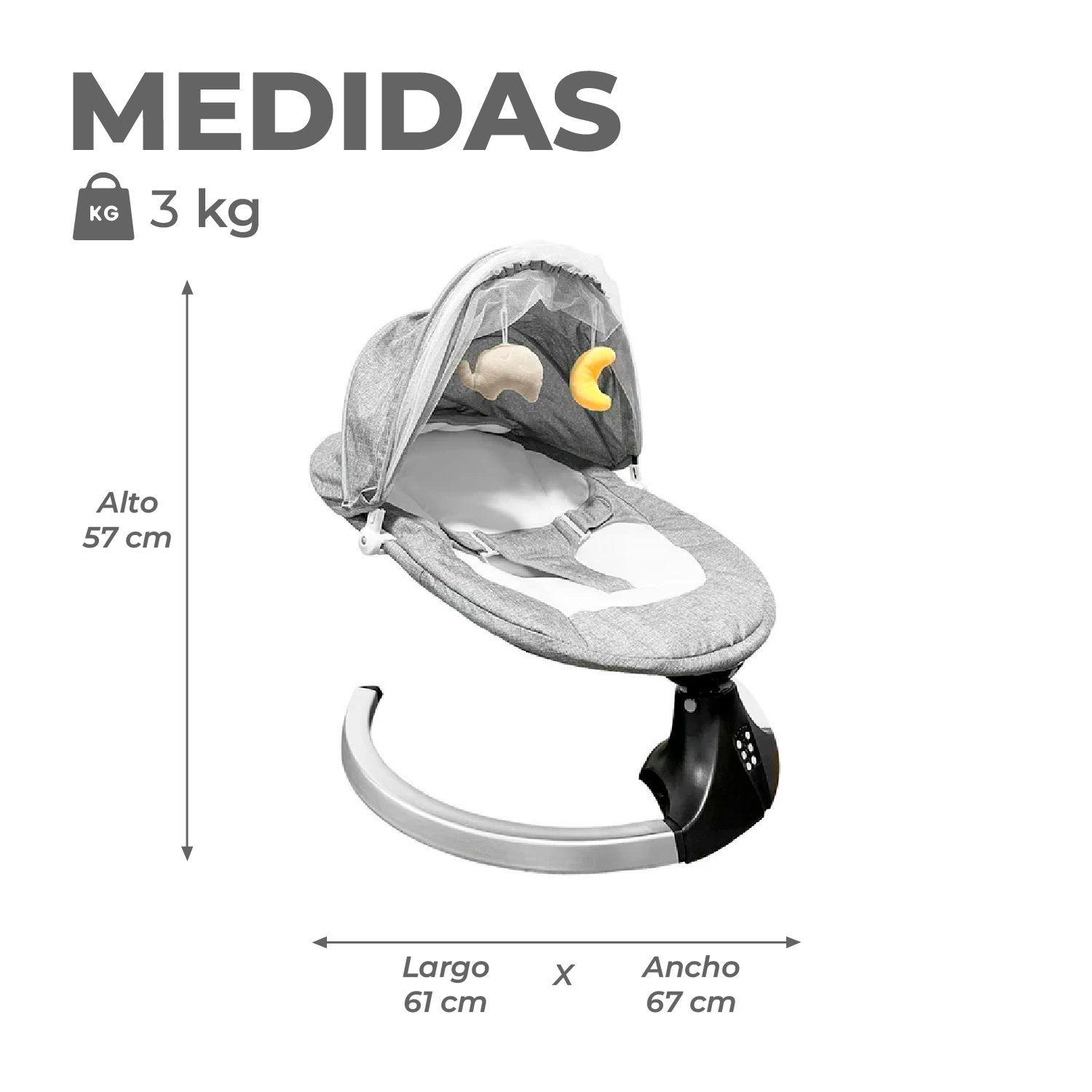 Silla Mecedora Bebe Inalámbrica Musical Bluetooth Gris-2