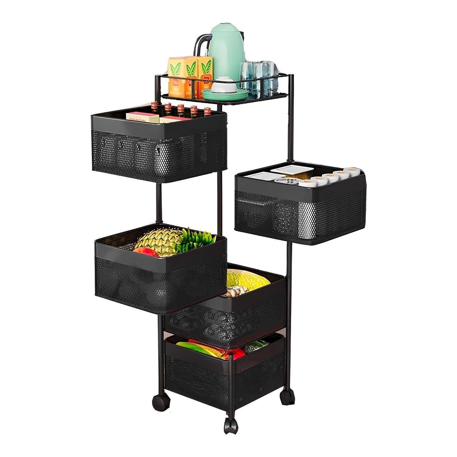 Carrito Verdulero Almacenamiento Metal 5 Niveles Cuadrado-0