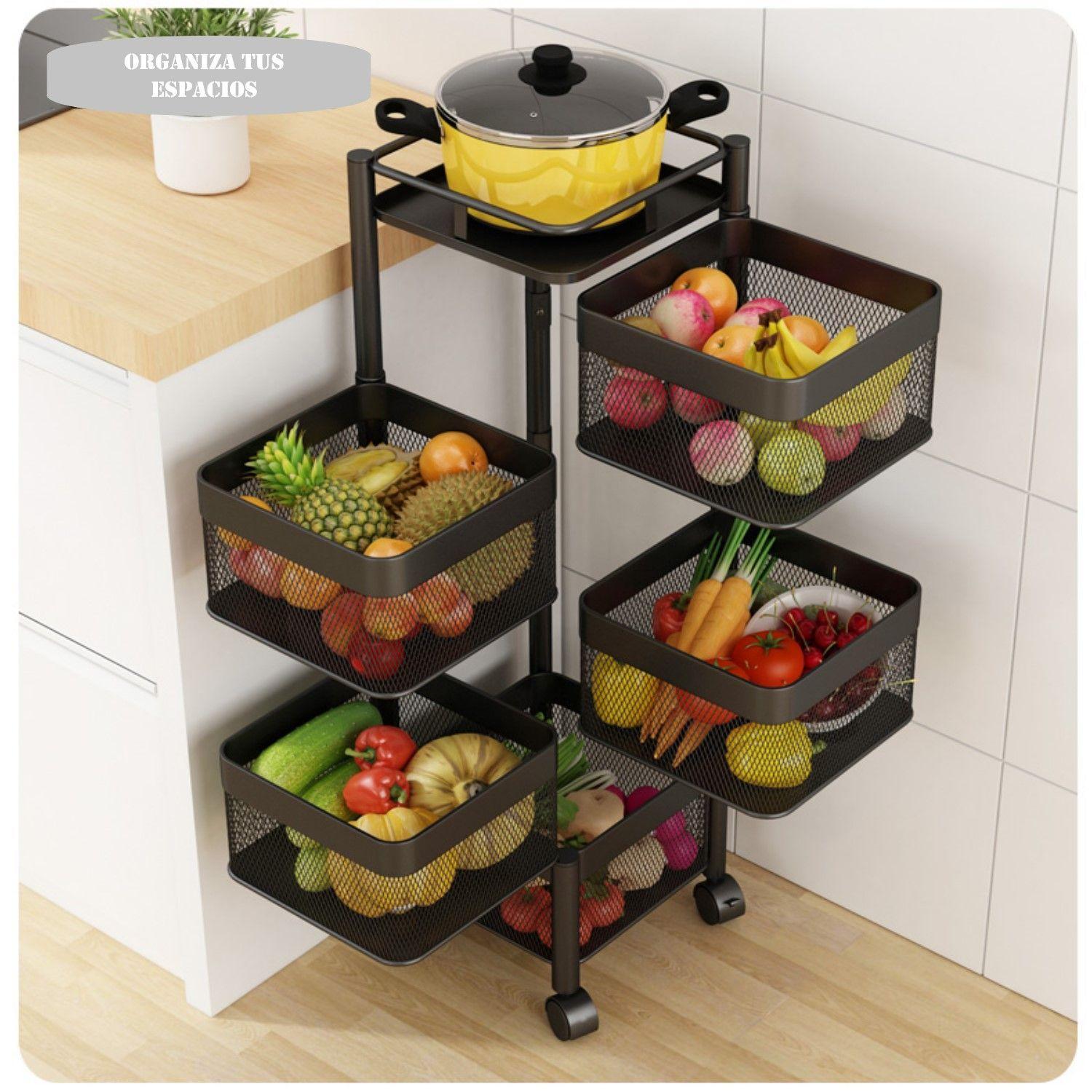Carrito Verdulero Almacenamiento Metal 5 Niveles Cuadrado-5
