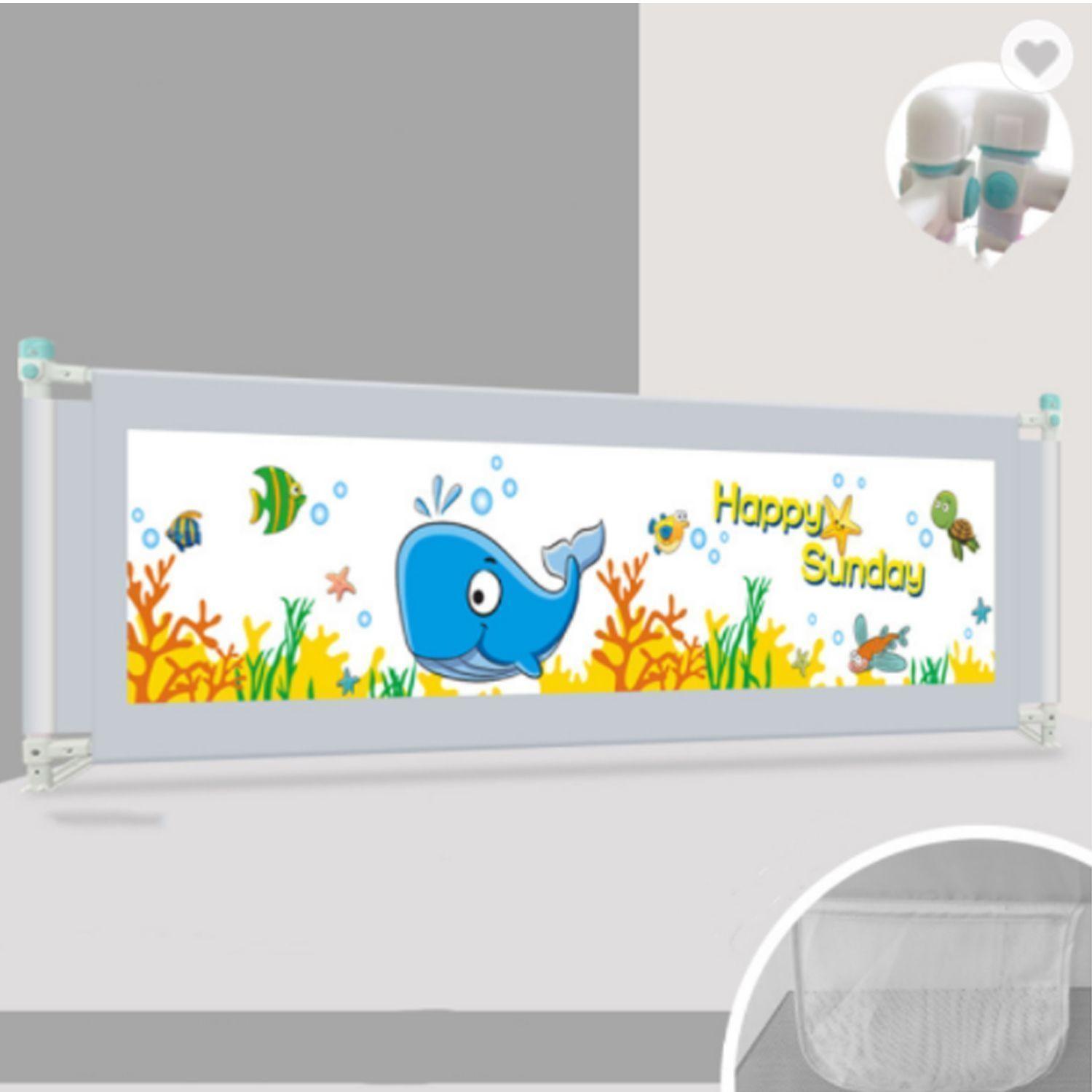 Baranda de Cama Seguridad Para Bebe Plegable 150 cm. Gris-2