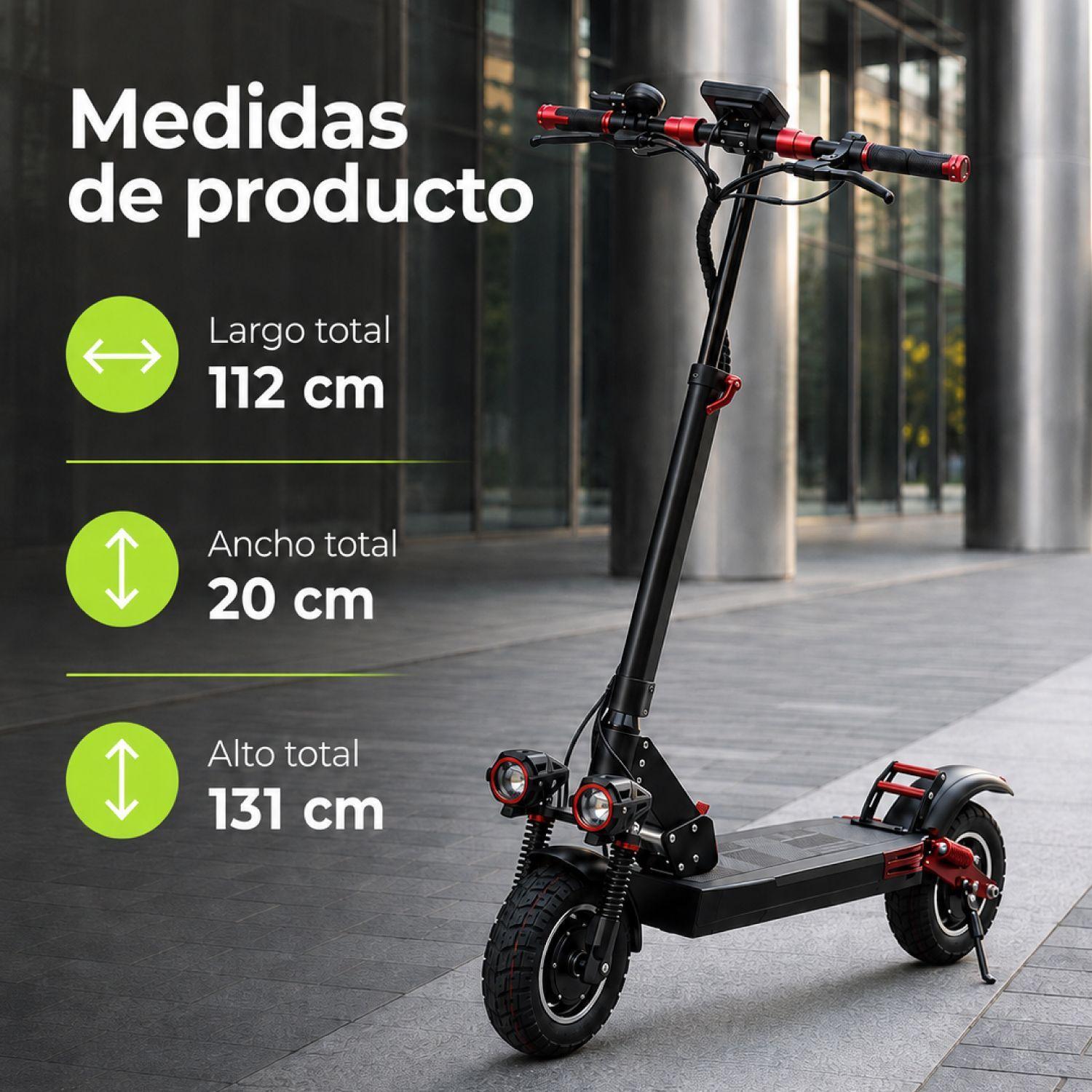 Scooter Electrico Plegable Doble Suspension Freno Disco LED-2