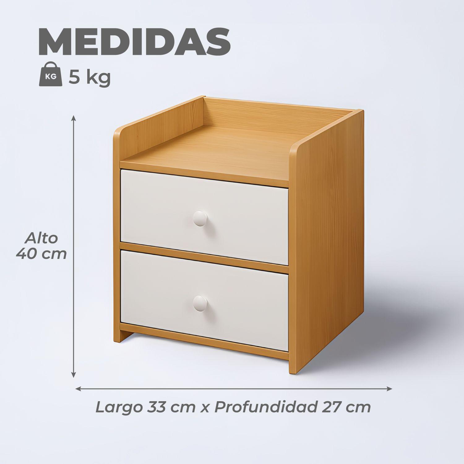 Velador Bicolor 1 Niveles 2 Cajon 40x33x27 Cm-2