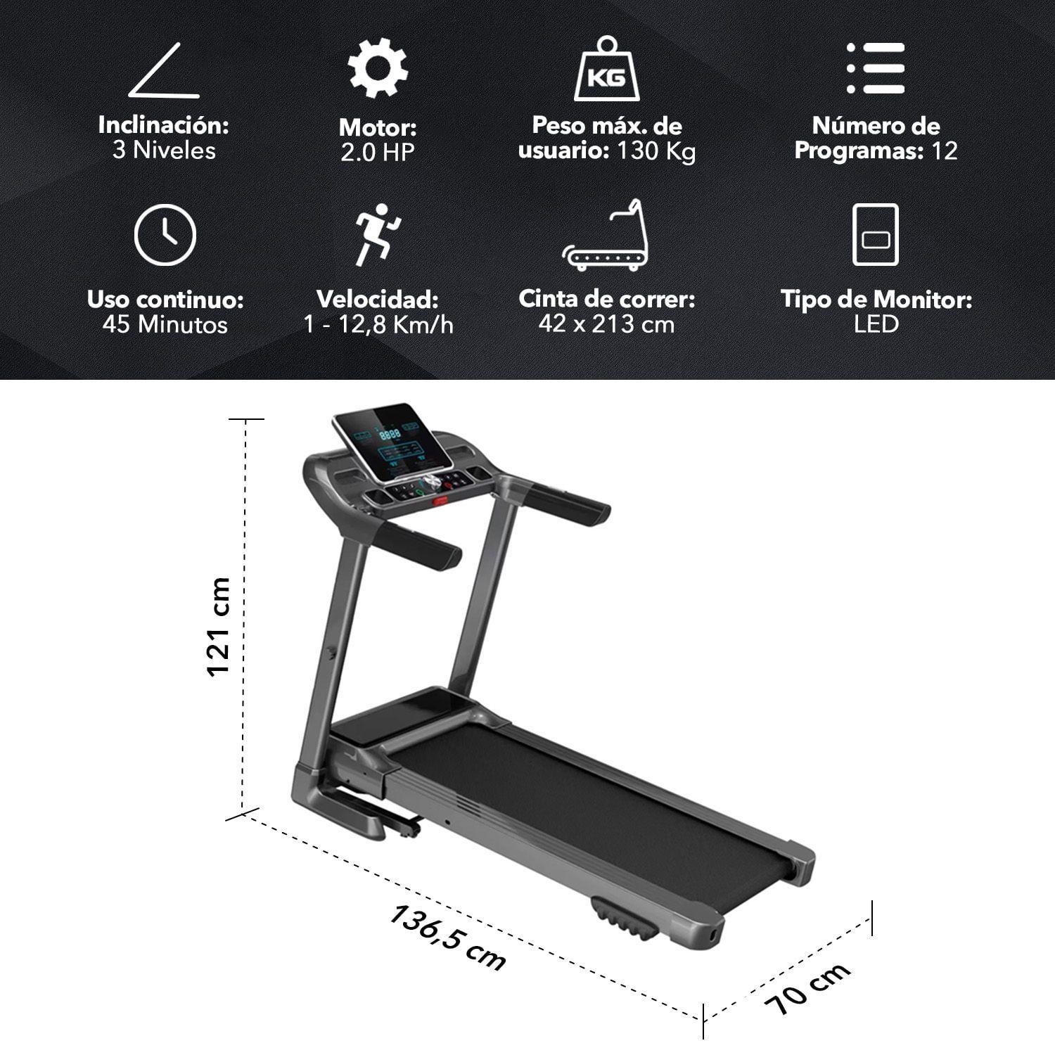 Trotadora K11 con Inclinacion automatica + Mancuernas 10 kg -2