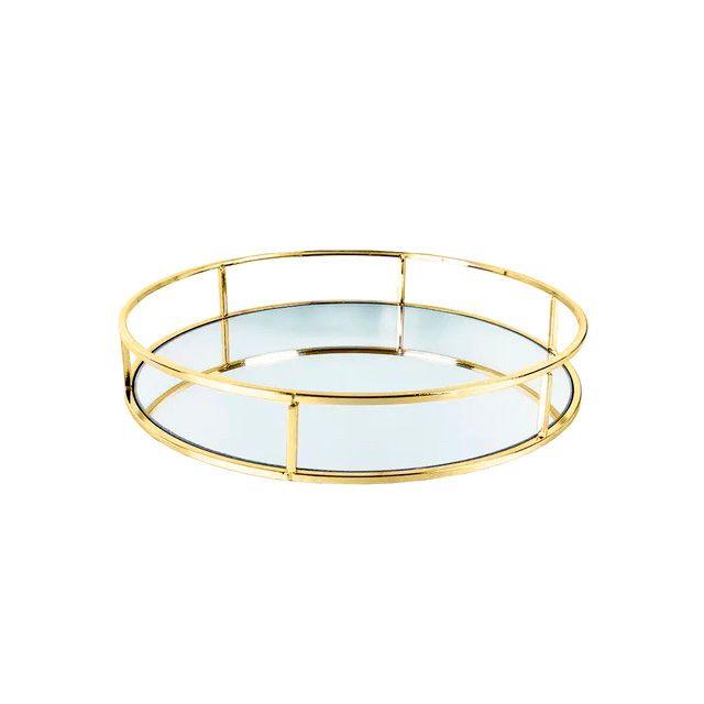 Bandeja Decorativa Espejo Dorada Centro Mesa 28cm-0