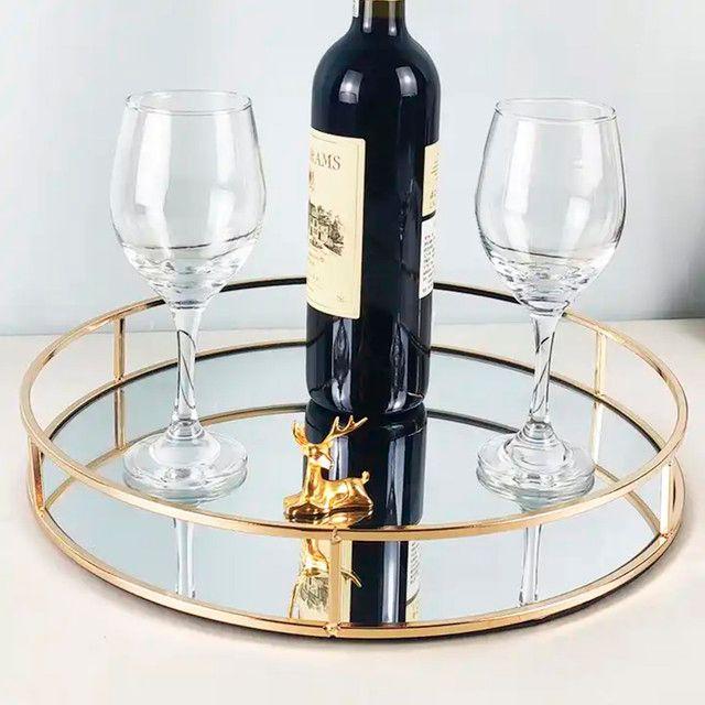 Bandeja Decorativa Espejo Dorada Centro Mesa 28cm-2