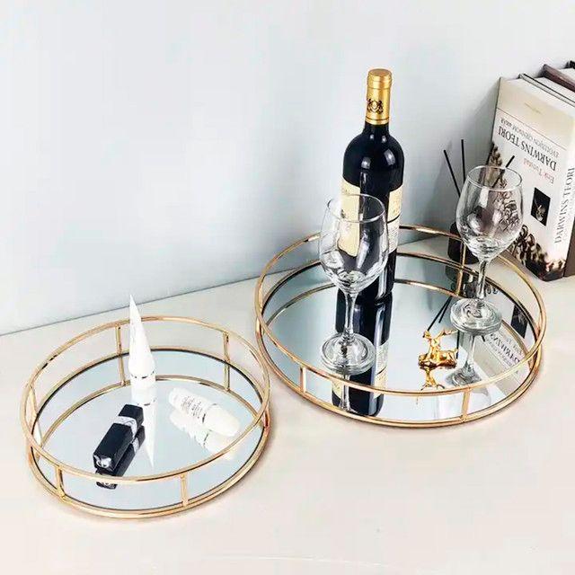 Bandeja Decorativa Espejo Dorada Centro Mesa 28cm-3