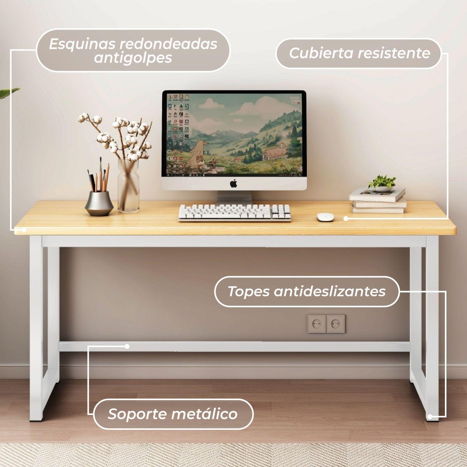 Escritorio Oficina Pata Metal Gruesa Antideslizante 140x75x60 Cm-5