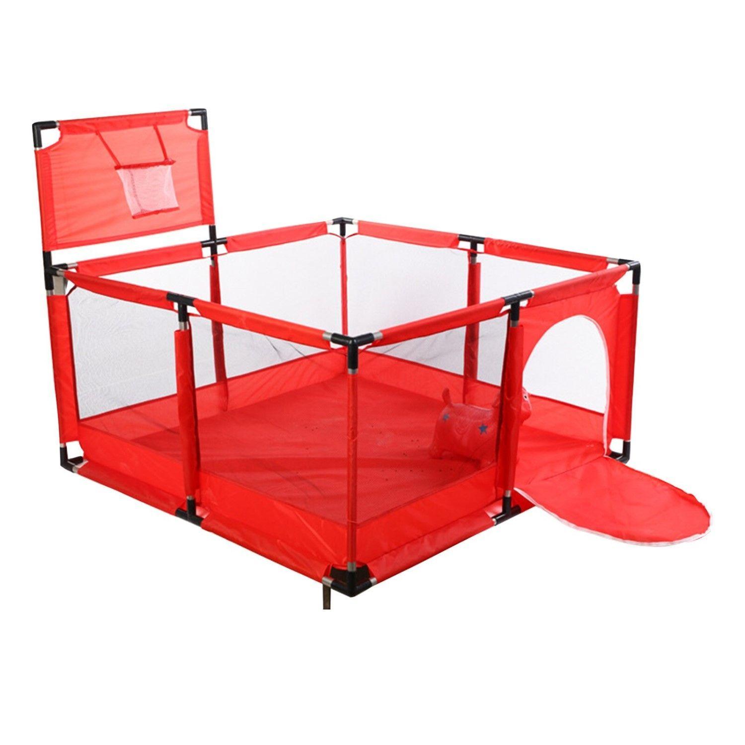 Corral de Seguridad Bebe 126cm Con Aro y Pelotitas Rojo-0