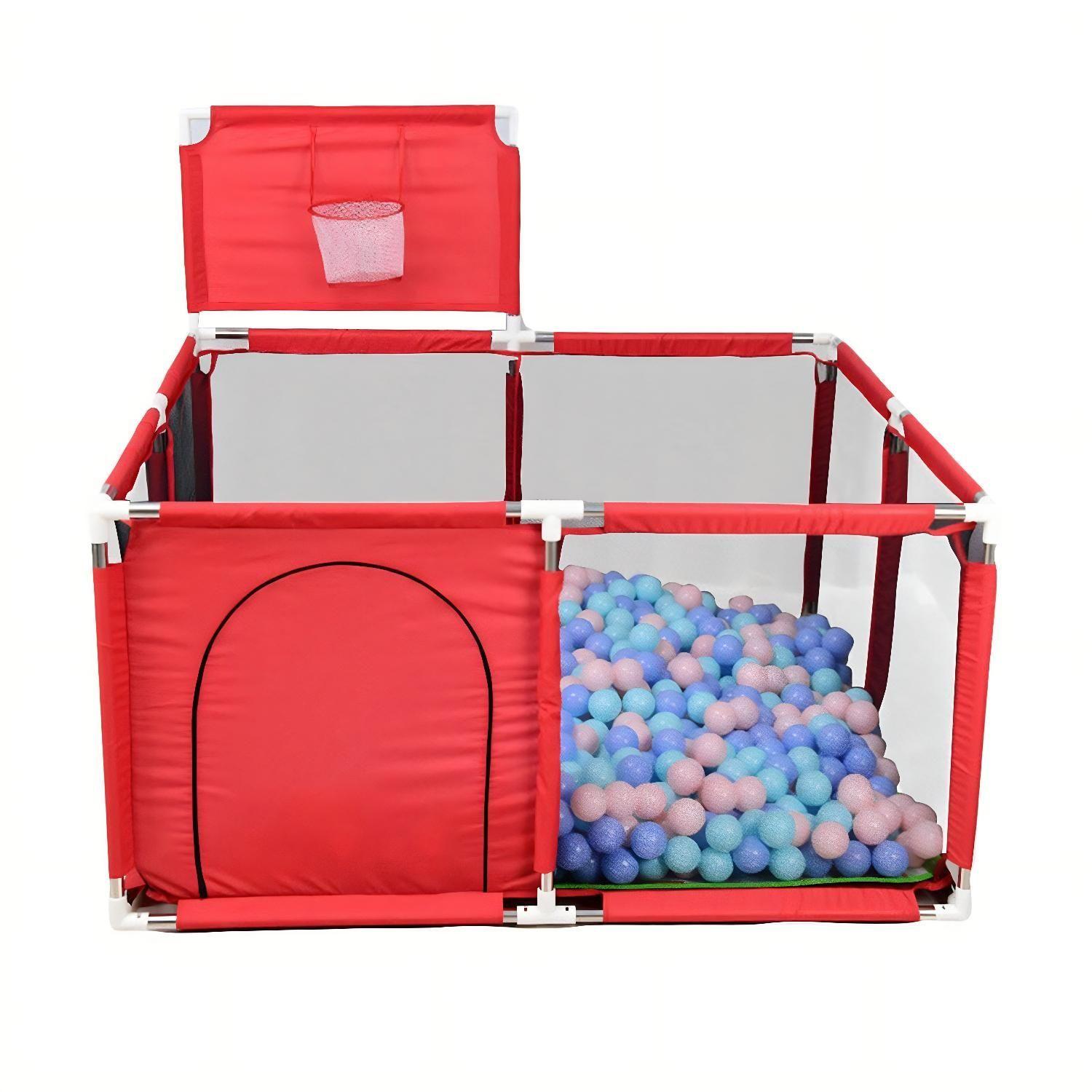 Corral de Seguridad Bebe 126cm Con Aro y Pelotitas Rojo-1