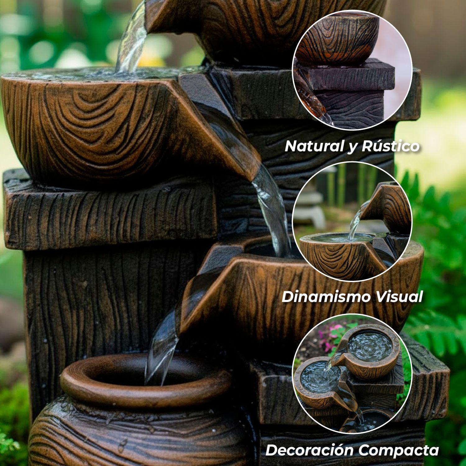 Decoración Cascada Cuenco Fuente de Escritorio 4 Niveles con Luces LED-2