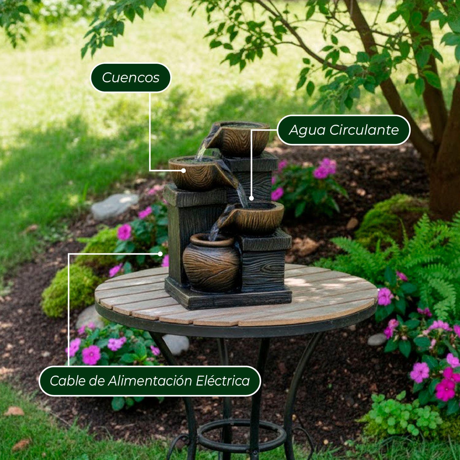 Decoración Cascada Cuenco Fuente de Escritorio 4 Niveles con Luces LED-4